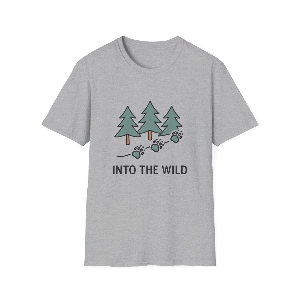 Into the Wild T-Shirt — Pine Trees & Paw Prints Outdoors Tee