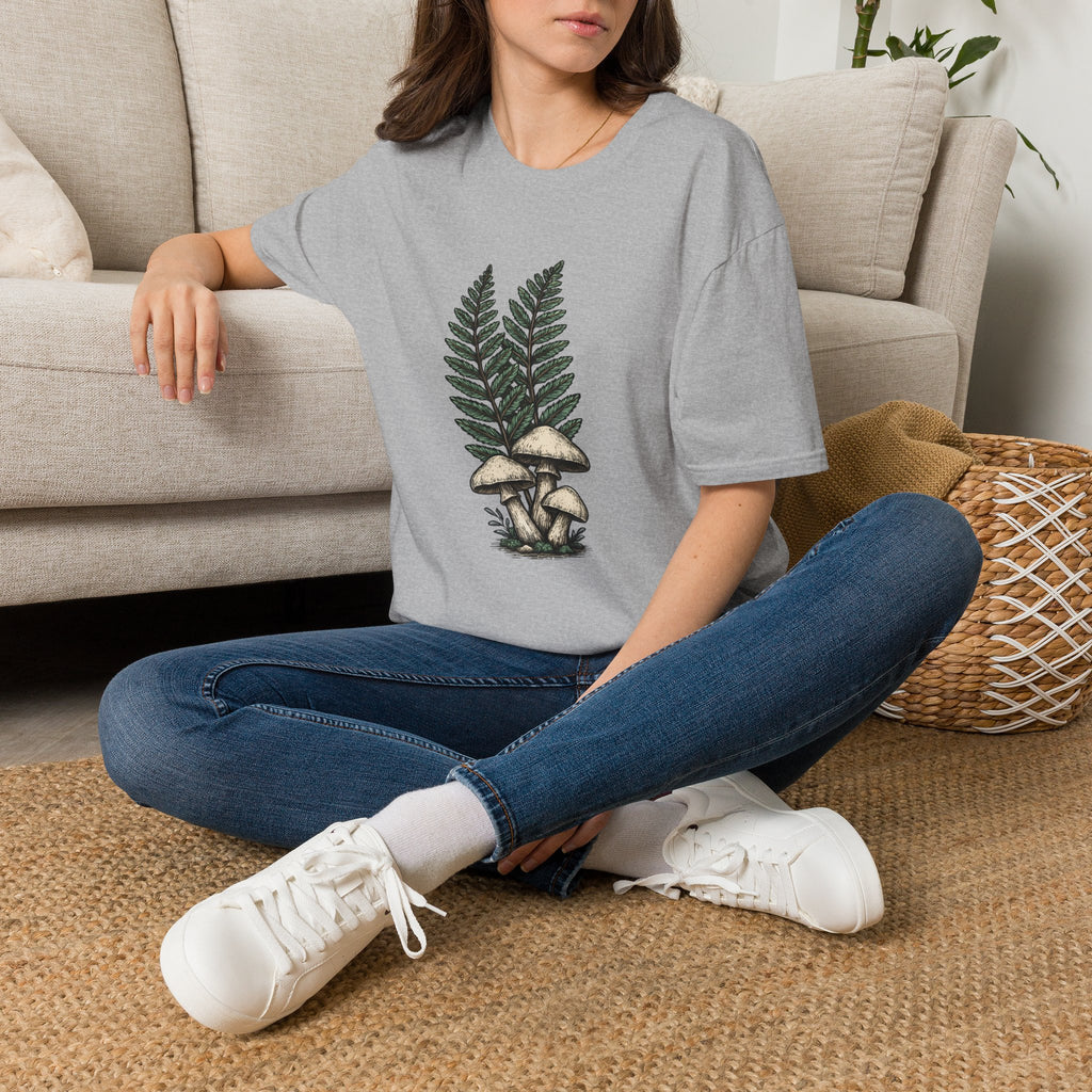 Fern & Mushroom Botanical Tee — Nature-Inspired Graphic T-Shirt