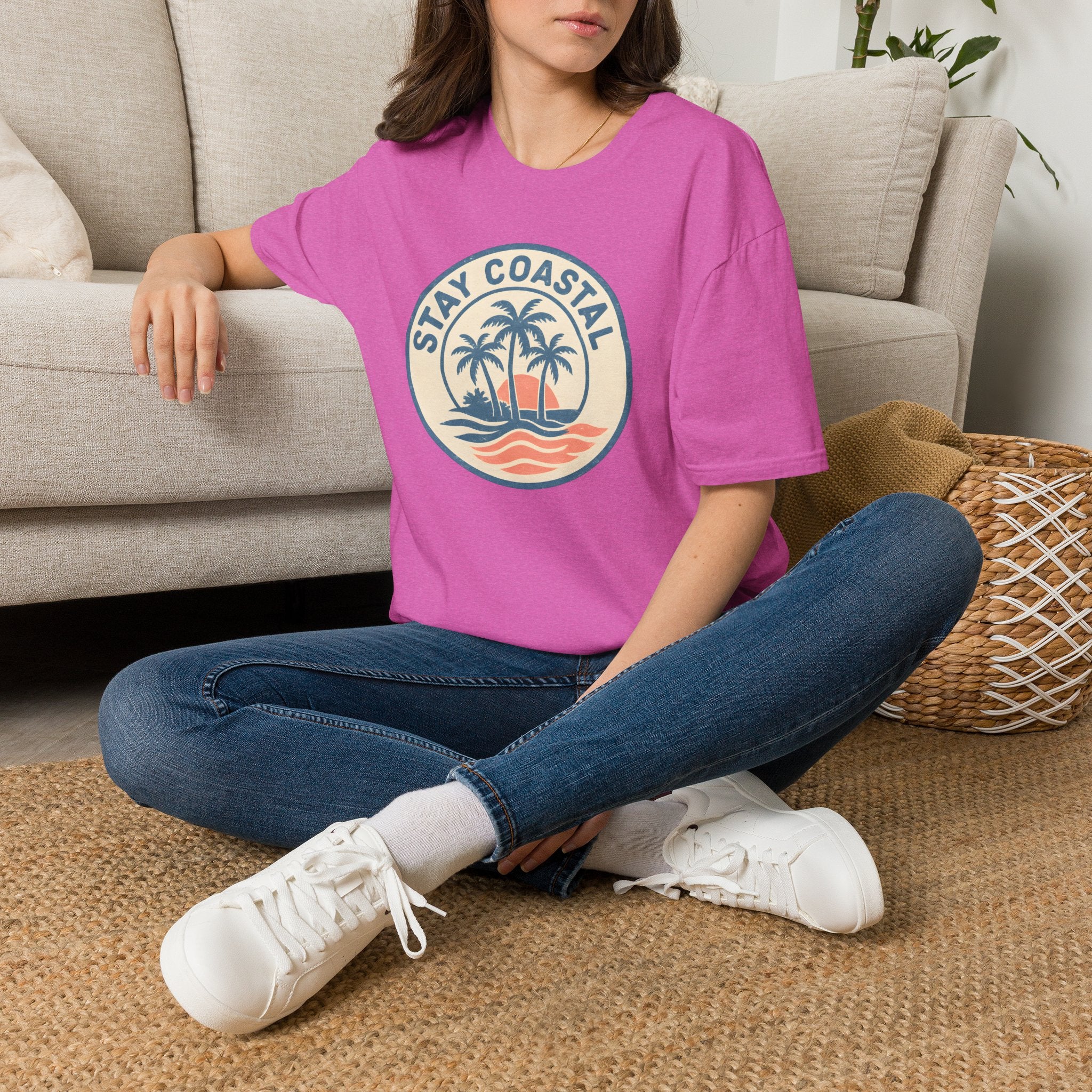 Stay Coastal T-Shirt — Vintage Palm Beach Sunset Tee