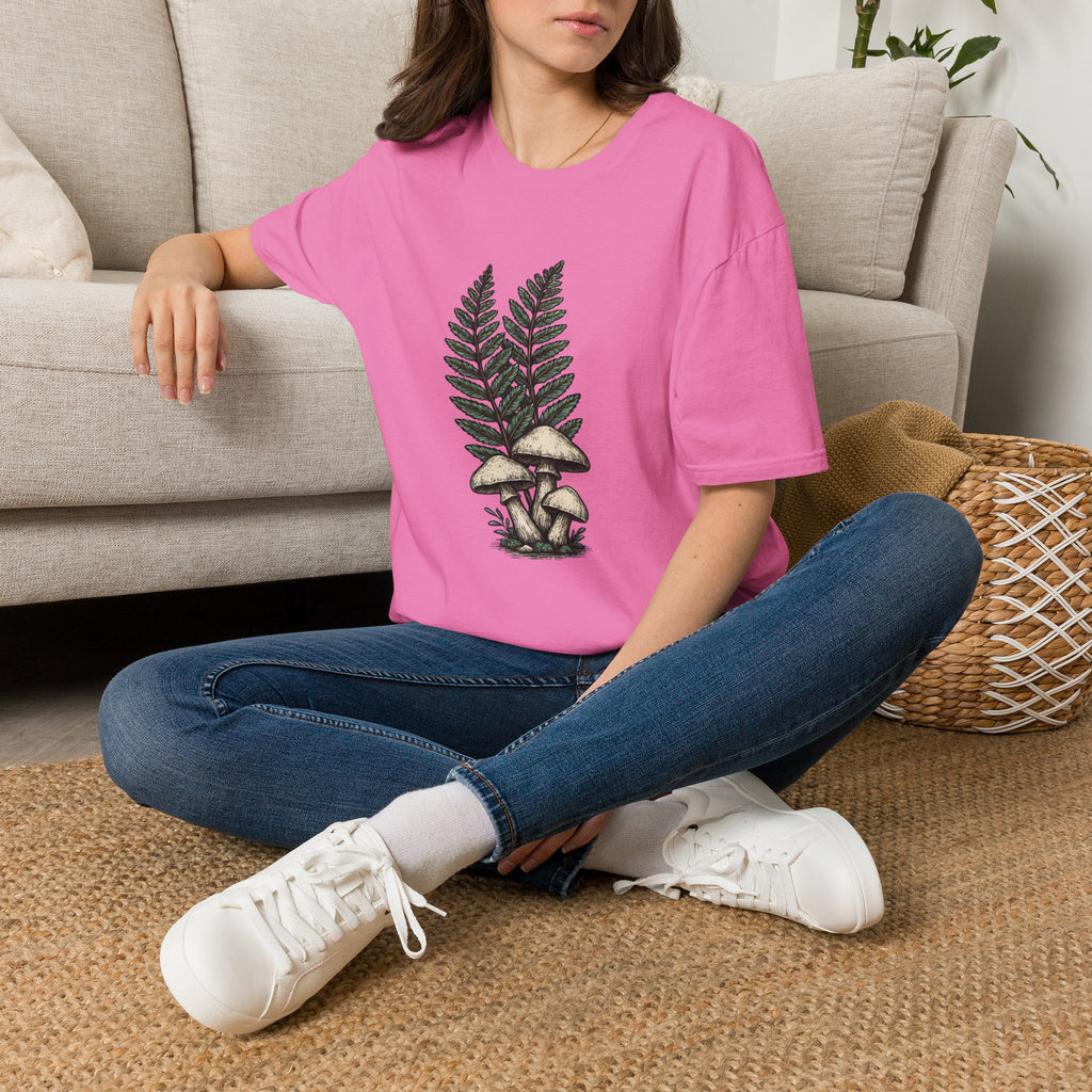 Fern & Mushroom Botanical Tee — Nature-Inspired Graphic T-Shirt