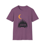 T-Shirt: Retro Camper Night Moon Tee — Forest Van Camping Graphic