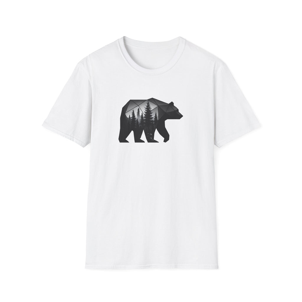 Bear Silhouette T-Shirt — Geometric Forest Graphic Tee