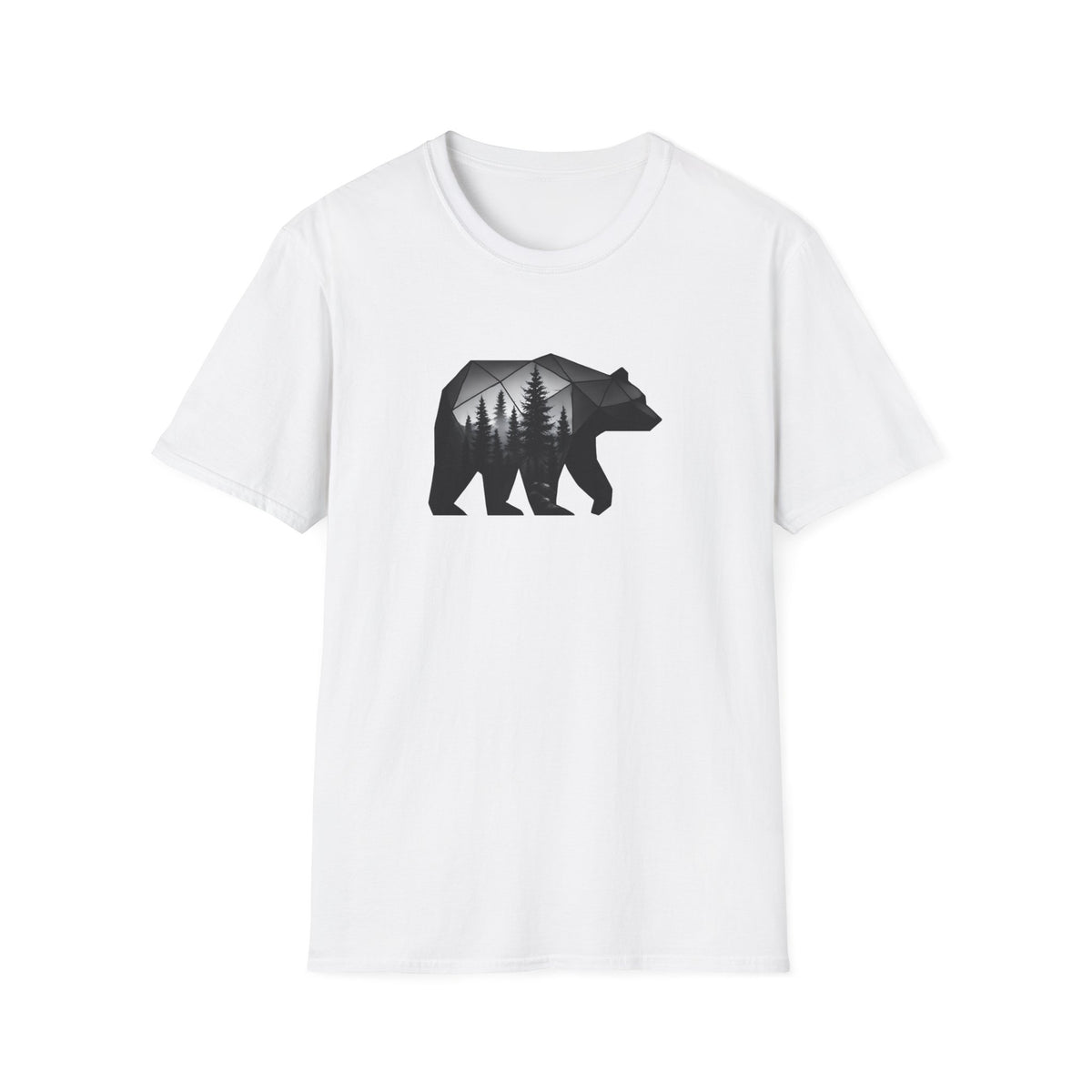 Bear Silhouette T-Shirt — Geometric Forest Graphic Tee