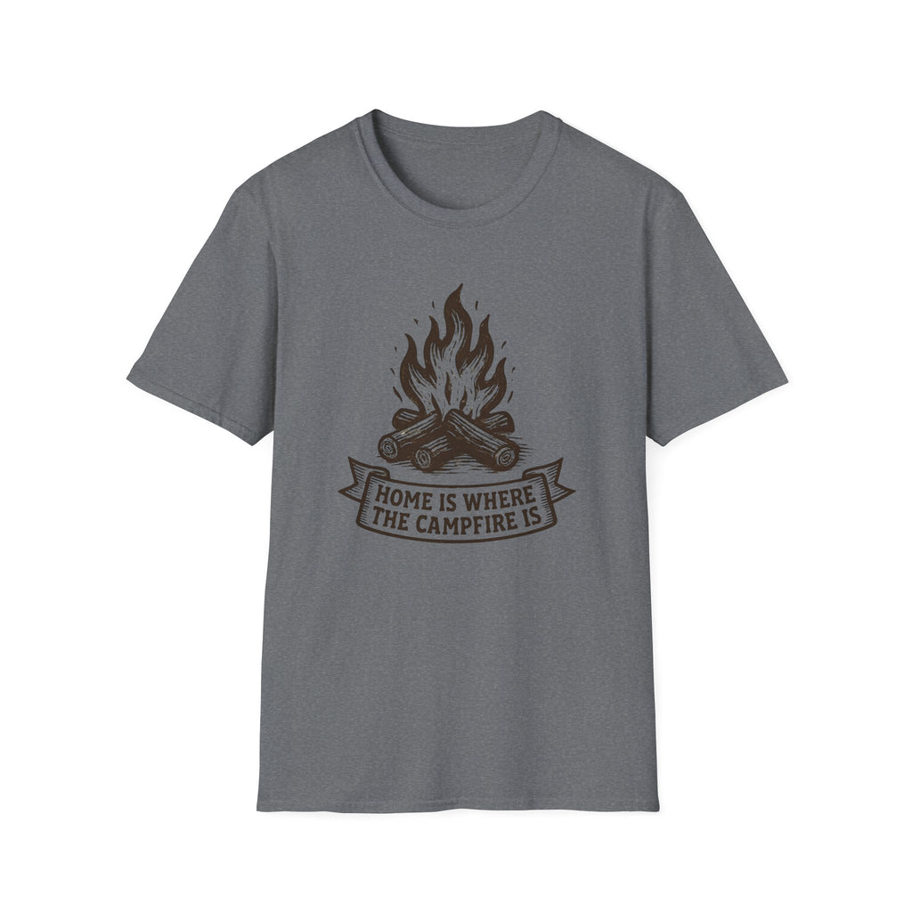 Campfire Graphic T-Shirt — "Home Is Where the Campfire Is" Outdoor Tee