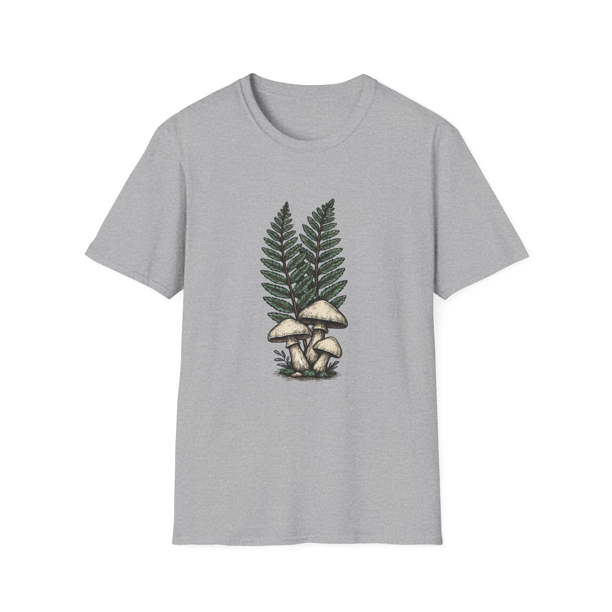 Fern & Mushroom Botanical Tee — Nature-Inspired Graphic T-Shirt