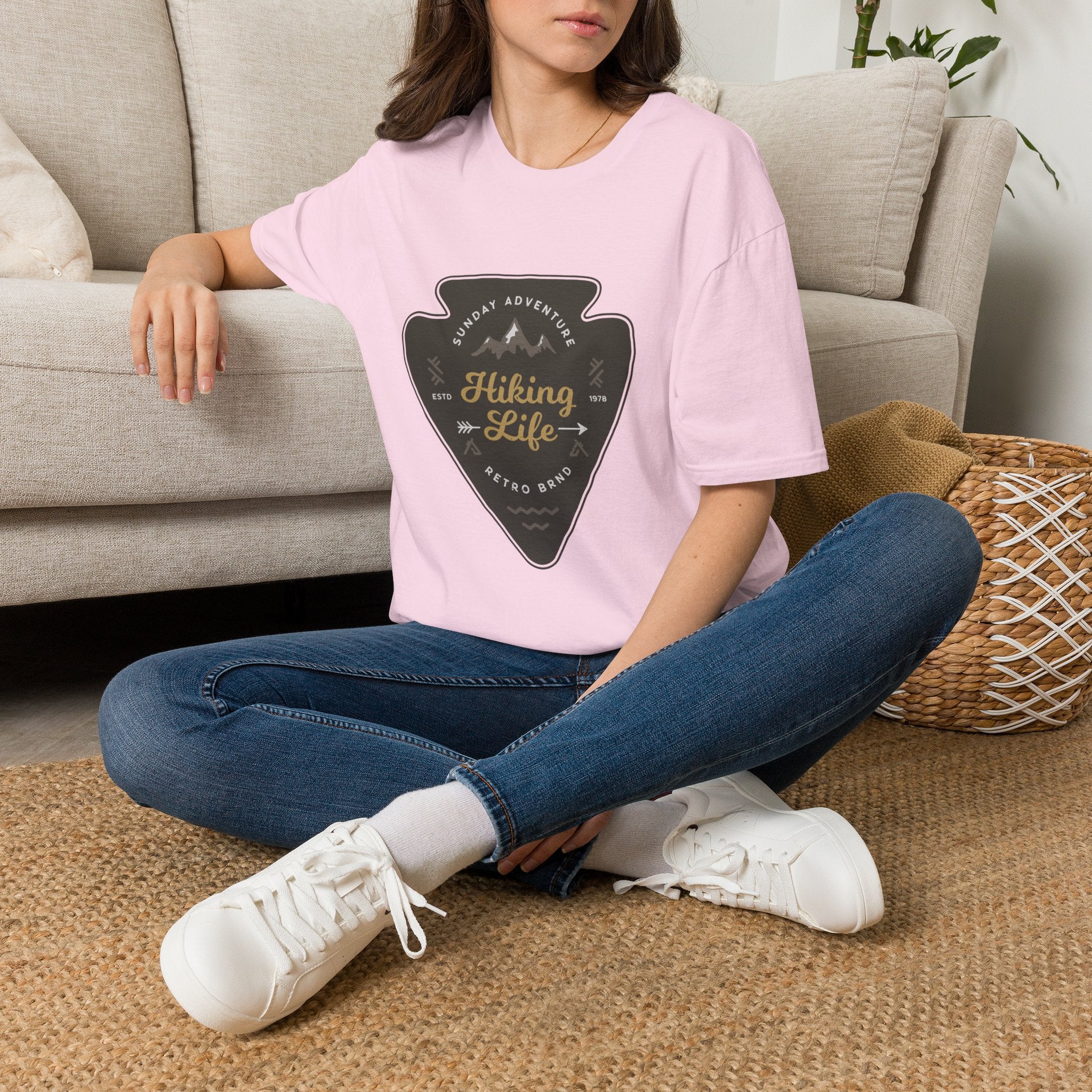 Hiking Life Graphic T-Shirt — Sunday Adventure Mountain Badge Tee