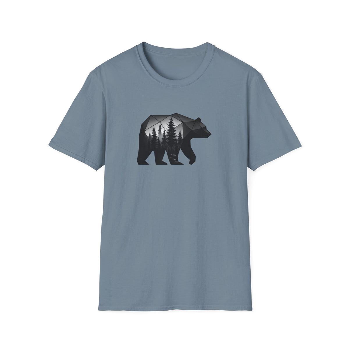 Bear Silhouette T-Shirt — Geometric Forest Graphic Tee