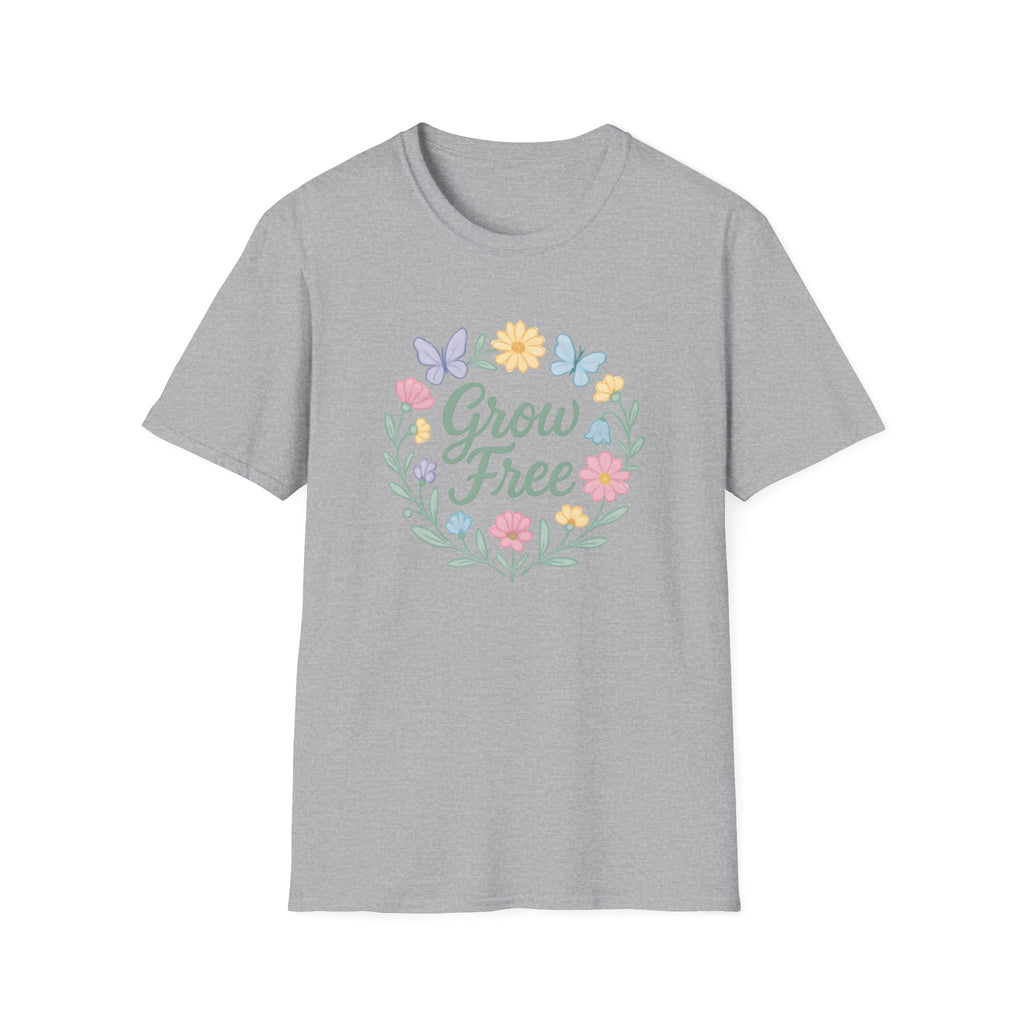 Grow Free Floral T-Shirt — Pastel Garden Butterfly Tee