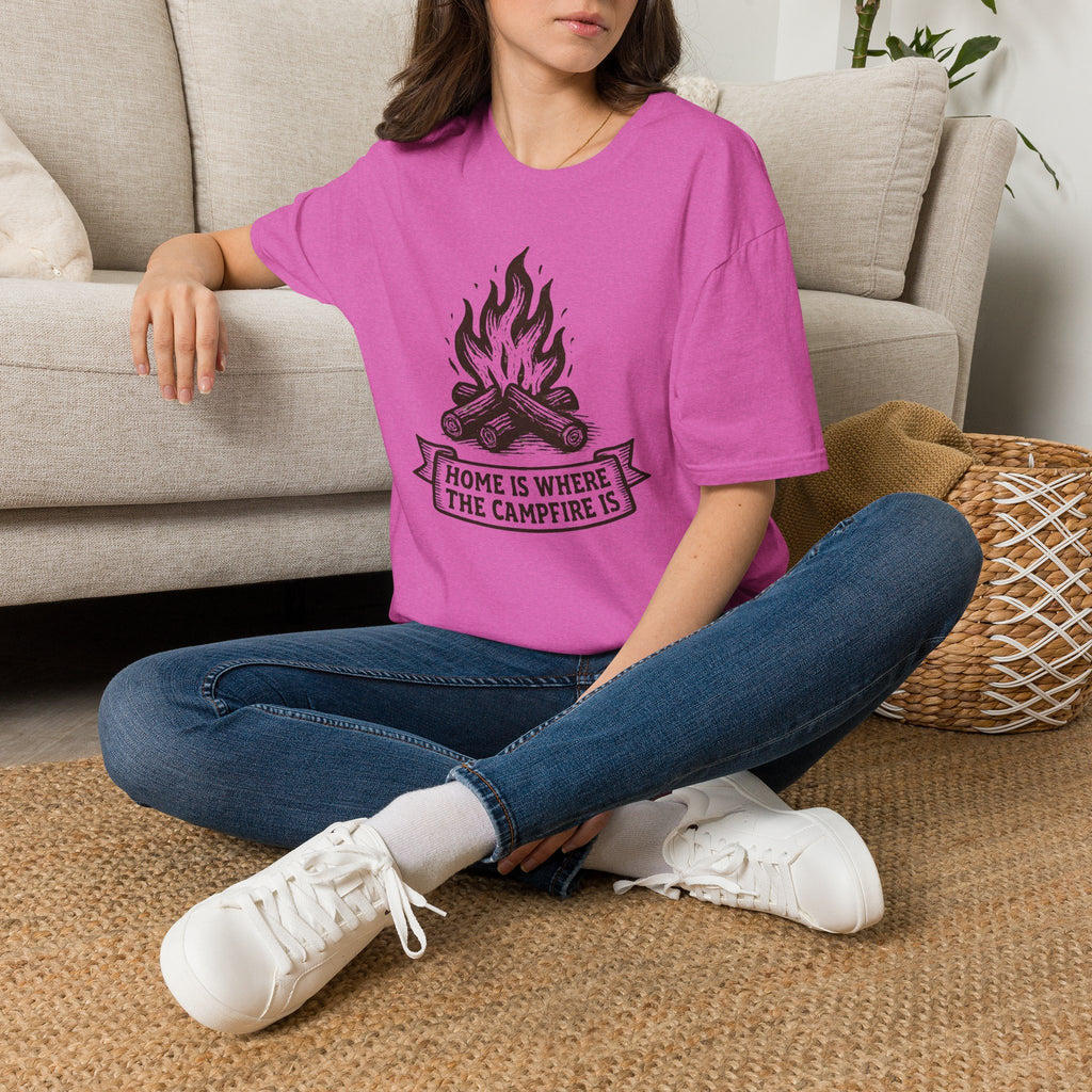 Campfire Graphic T-Shirt — "Home Is Where the Campfire Is" Outdoor Tee