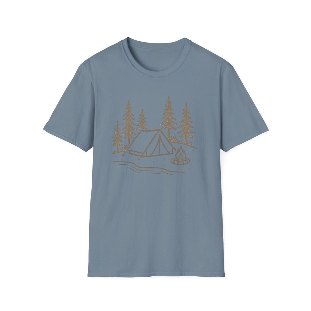 Camping Tent Graphic T-Shirt — Minimal Forest Campsite Tee