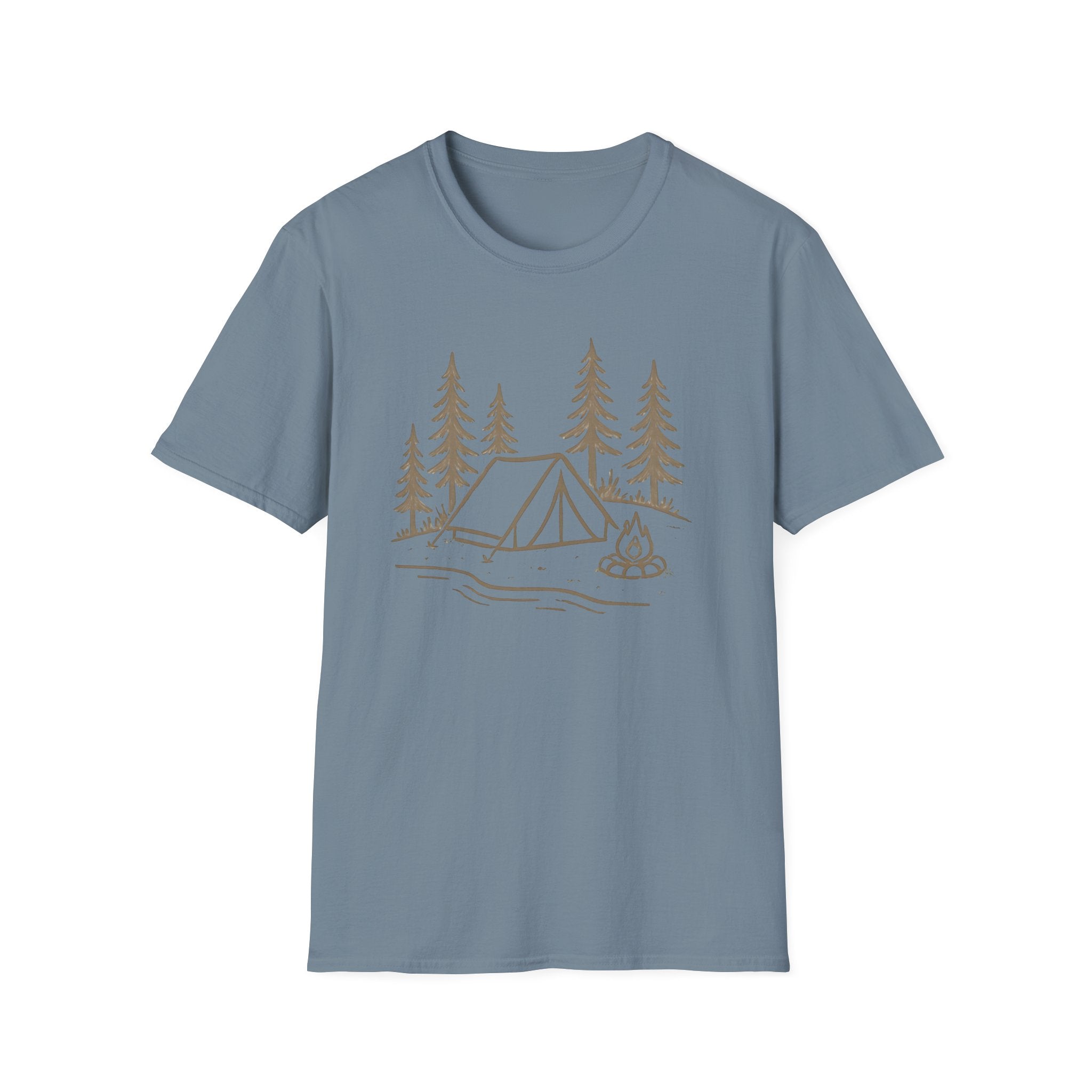 Camping Tent Graphic T-Shirt — Minimal Forest Campsite Tee