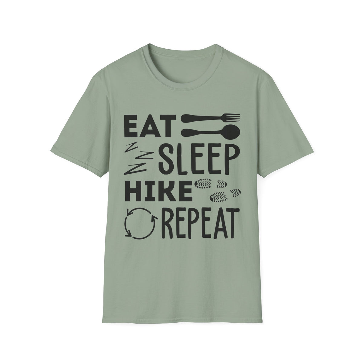 Eat Sleep Hike Repeat T‑Shirt — Outdoor Hiking Graphic Tee