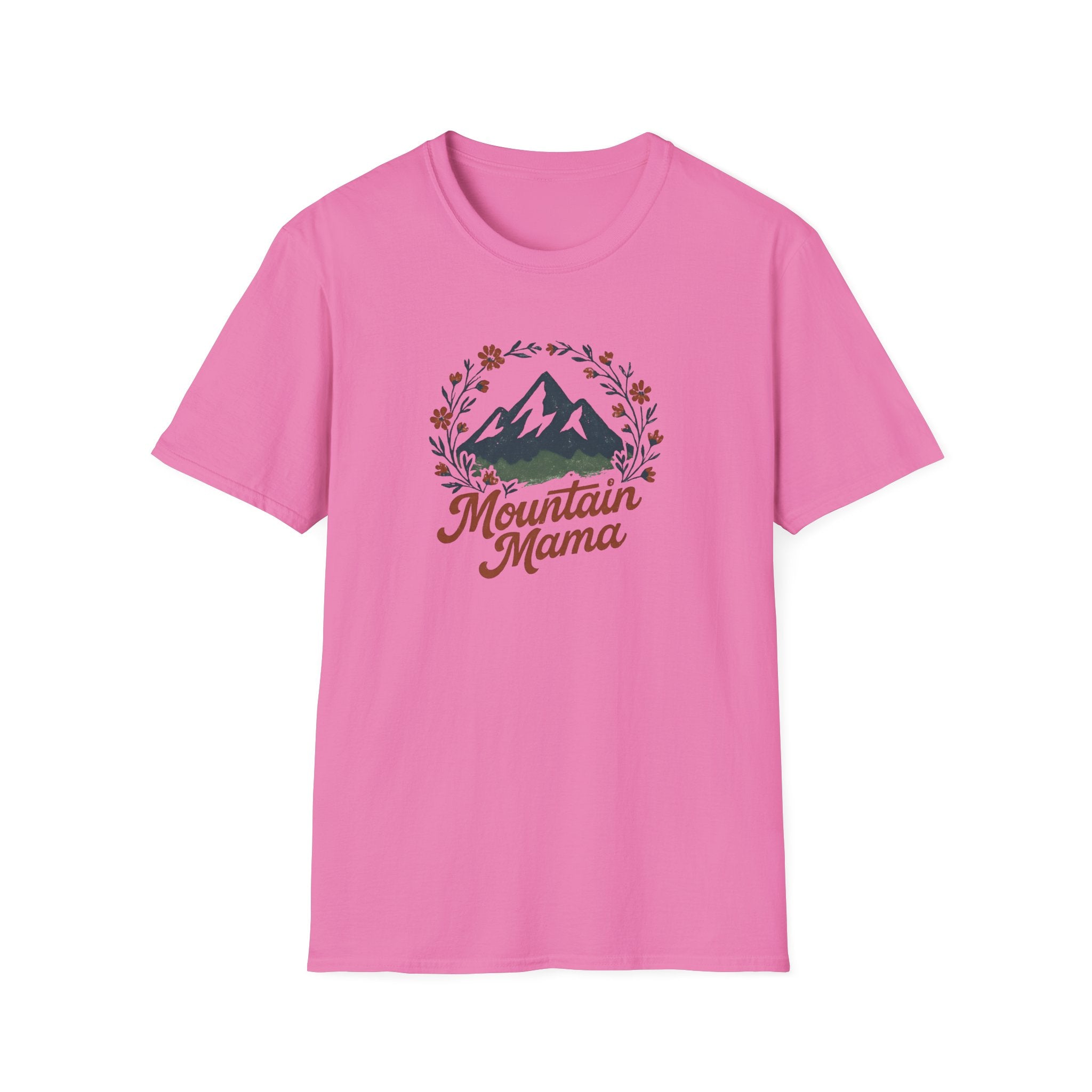 Mountain Mama T-Shirt — Floral Mountain Graphic Tee for Outdoor Moms