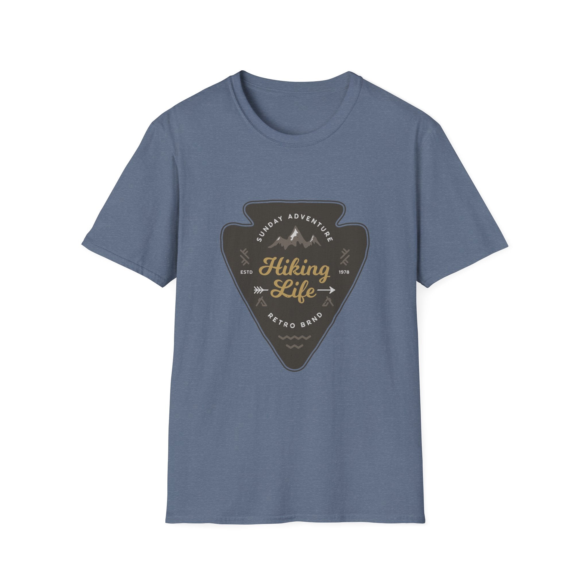 Hiking Life Graphic T-Shirt — Sunday Adventure Mountain Badge Tee