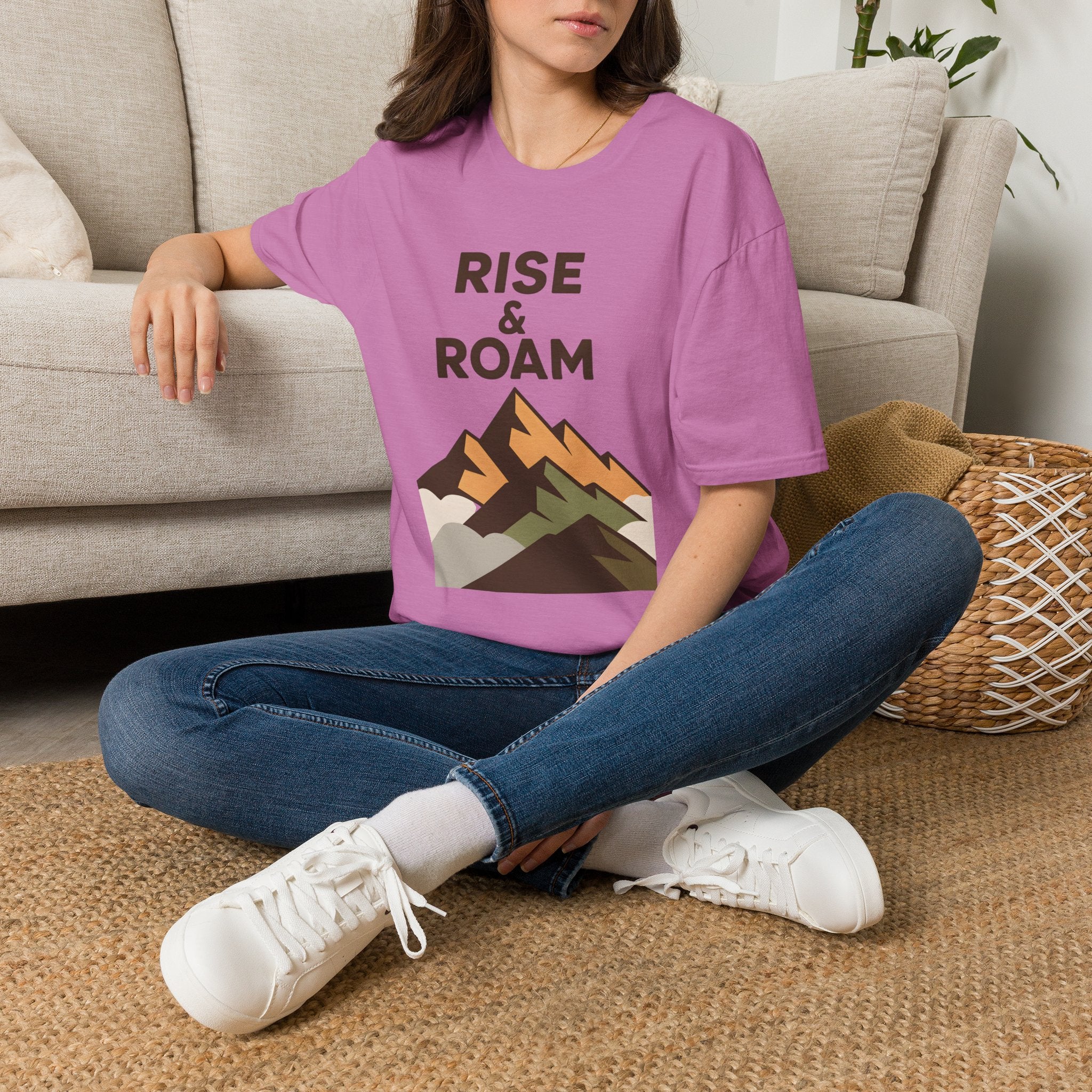 Rise & Roam Mountain T-Shirt — Adventure Graphic Tee for Hikers & Travelers