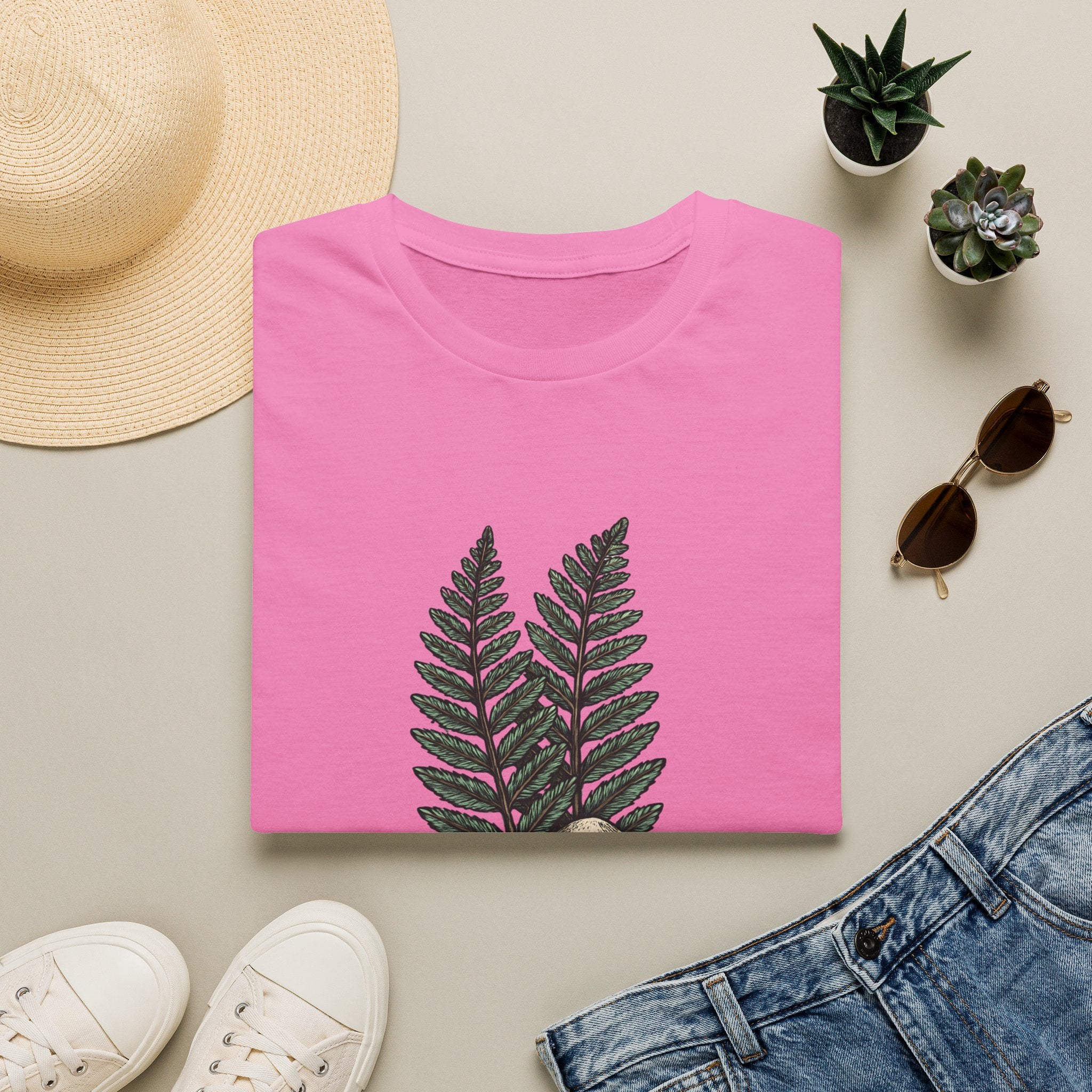 Fern & Mushroom Botanical Tee — Nature-Inspired Graphic T-Shirt