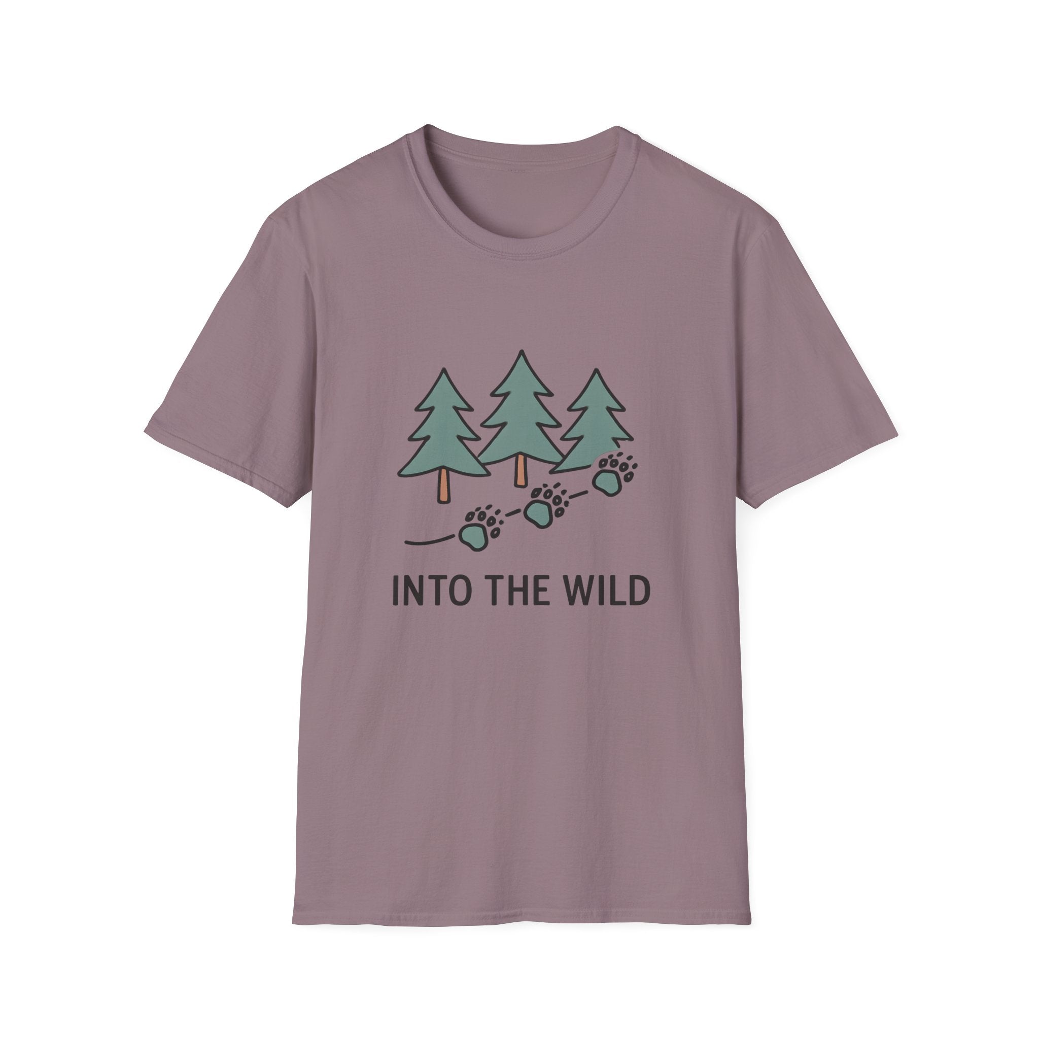 Into the Wild T-Shirt — Pine Trees & Paw Prints Outdoors Tee