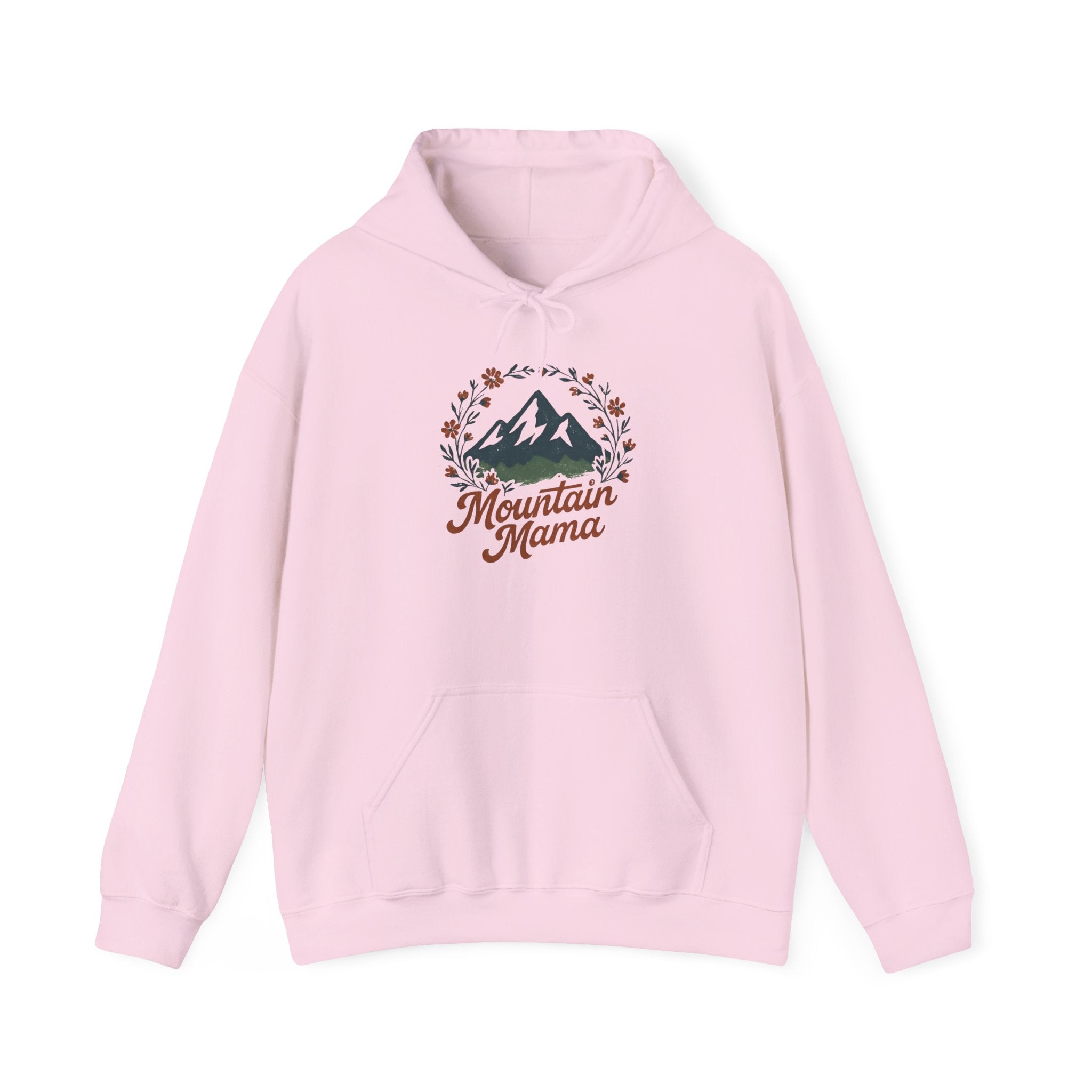 Mountain Mama Hoodie — Floral Mountain Graphic Pullover for Outdoor Moms