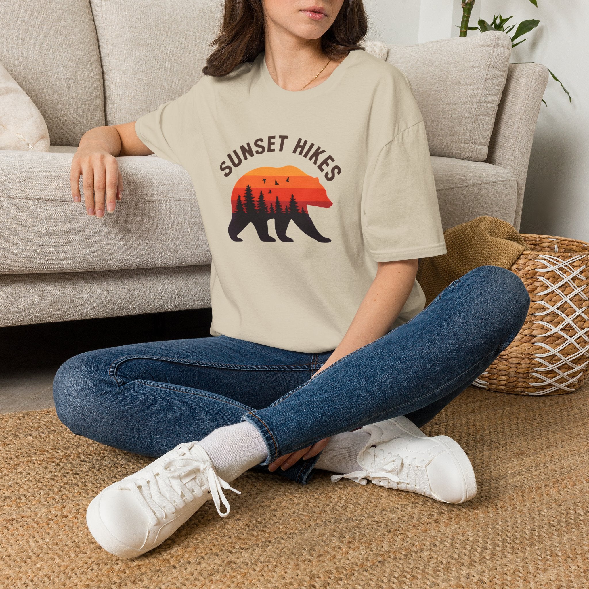 Sunset Hikes T-Shirt — Bear Silhouette Mountain Sunset Tee