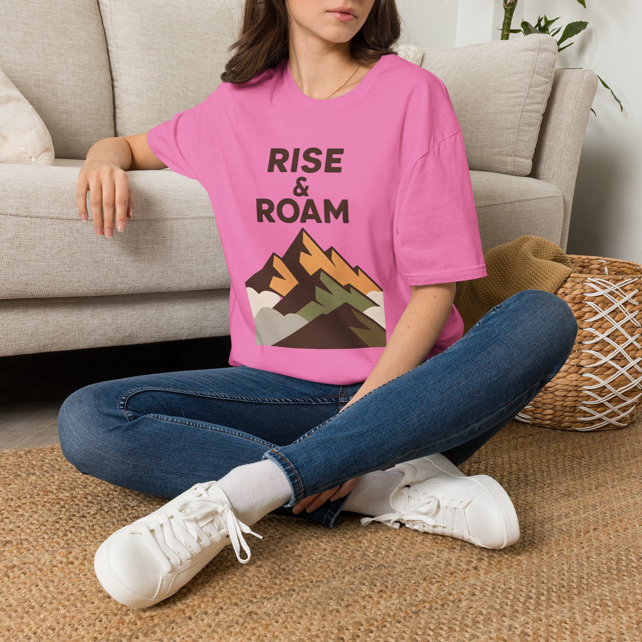 Rise & Roam Mountain T-Shirt — Adventure Graphic Tee for Hikers & Travelers