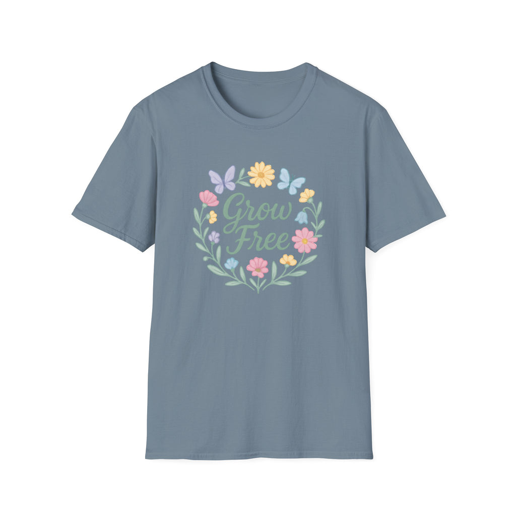 Grow Free Floral T-Shirt — Pastel Garden Butterfly Tee