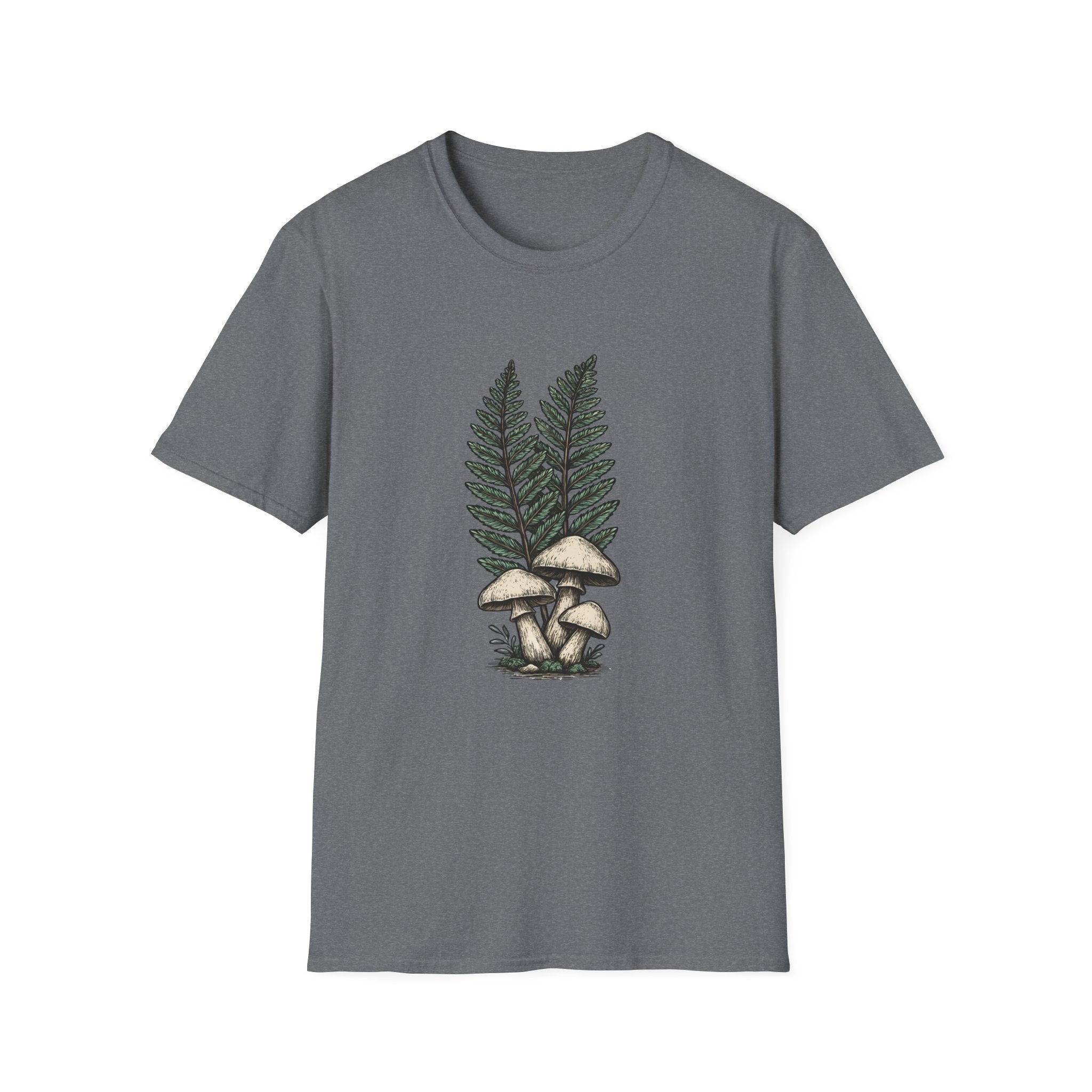 Fern & Mushroom Botanical Tee — Nature-Inspired Graphic T-Shirt