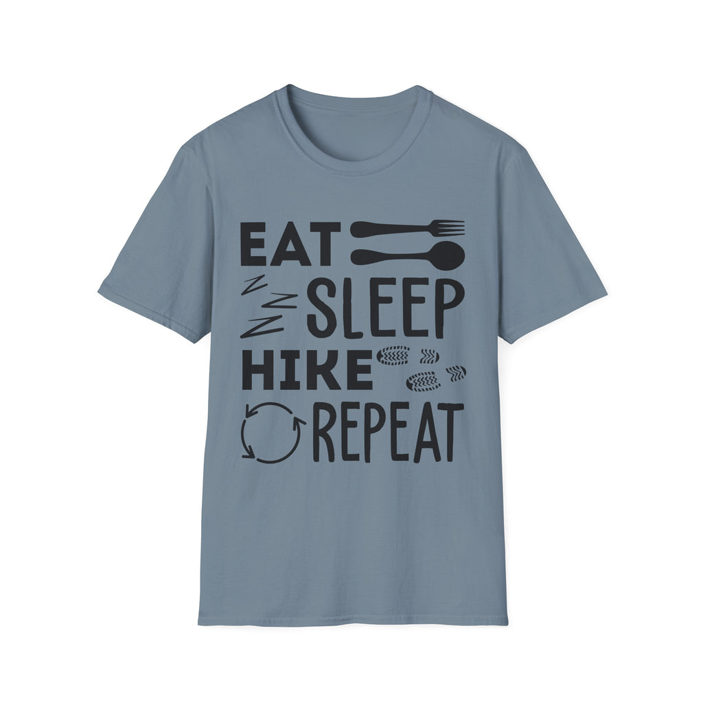 Eat Sleep Hike Repeat T‑Shirt — Outdoor Hiking Graphic Tee
