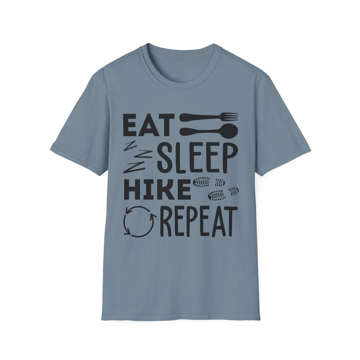 Eat Sleep Hike Repeat T‑Shirt — Outdoor Hiking Graphic Tee
