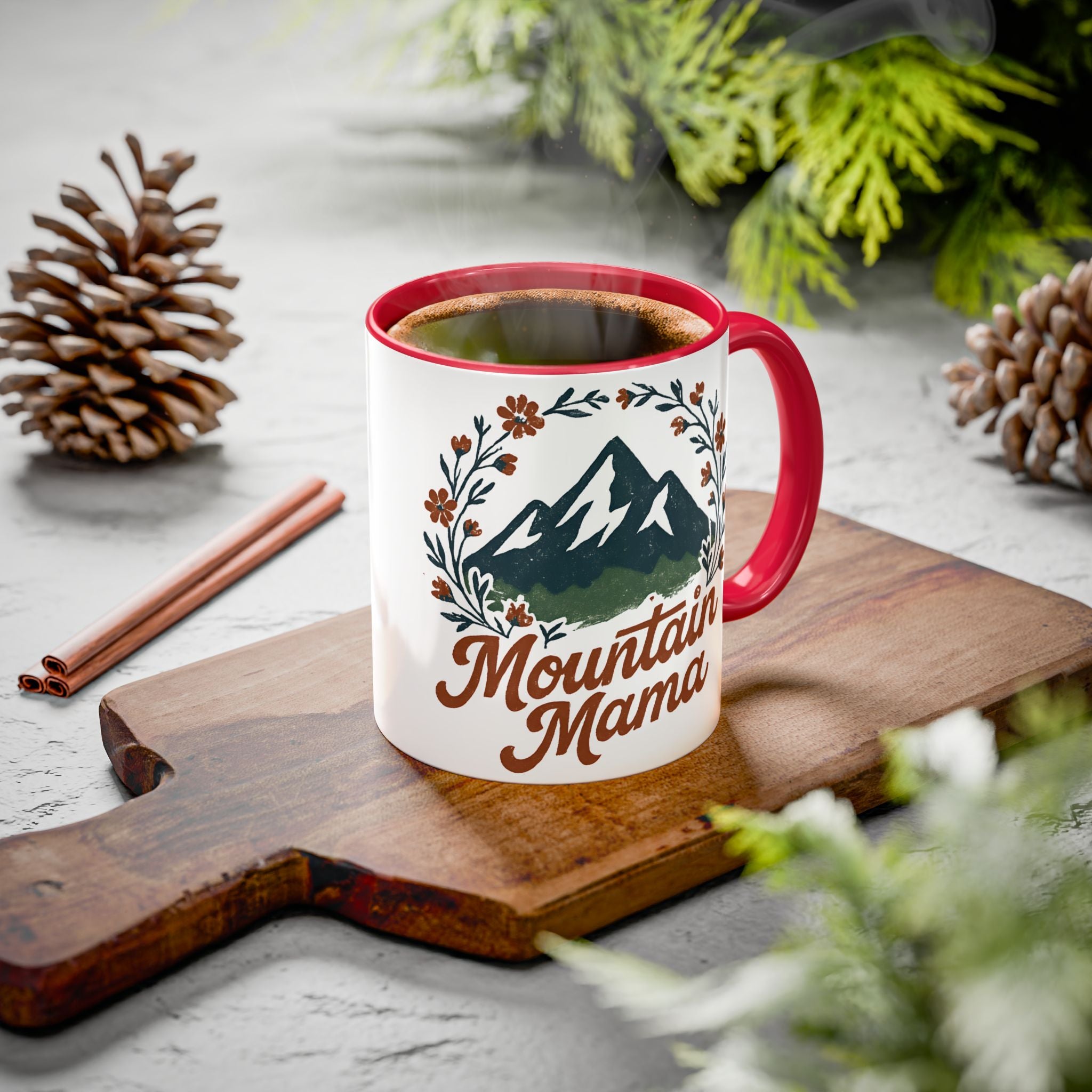 Mountain Mama Coffee Mug — 11oz & 15oz Floral Mountain Ceramic Mug