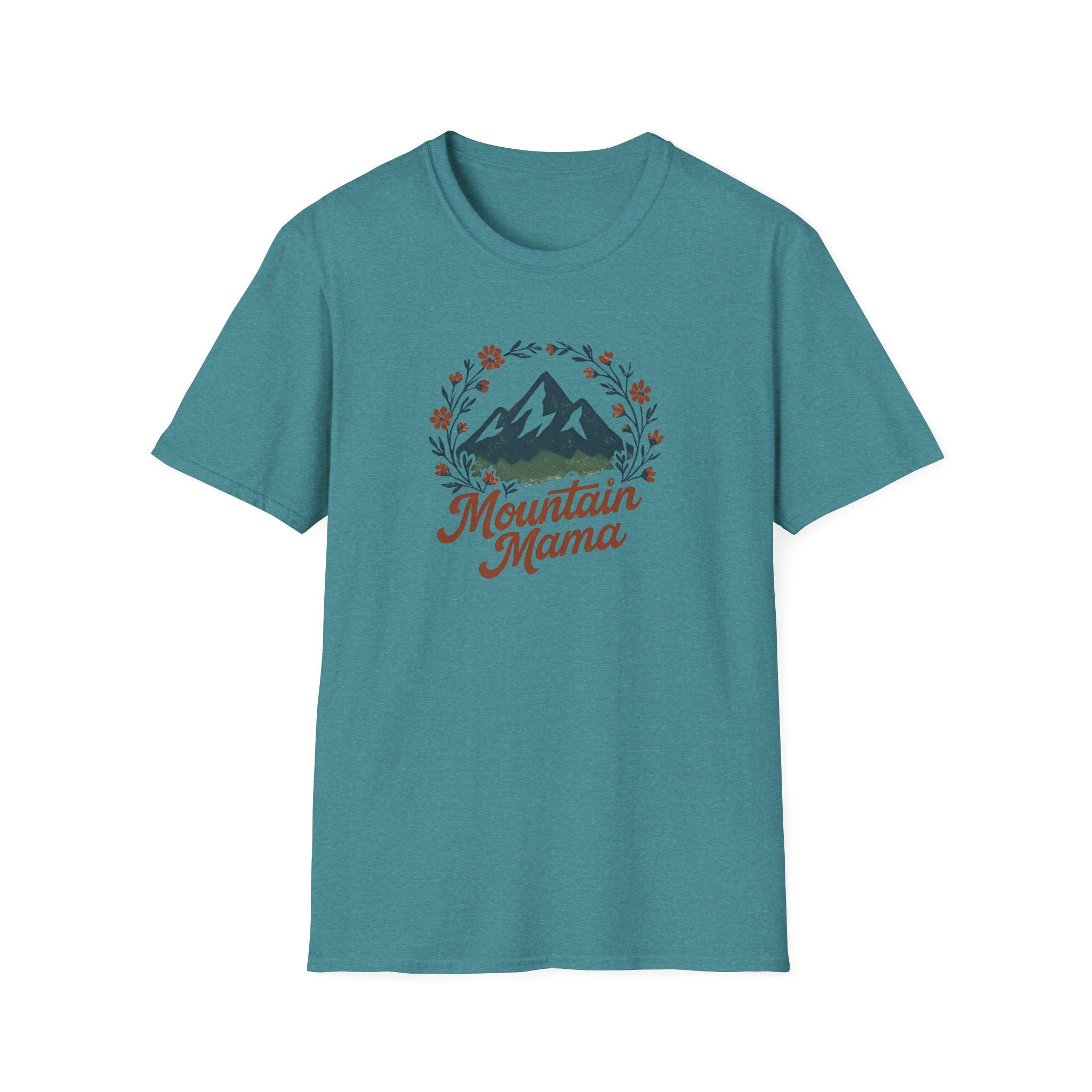 Mountain Mama T-Shirt — Floral Mountain Graphic Tee for Outdoor Moms