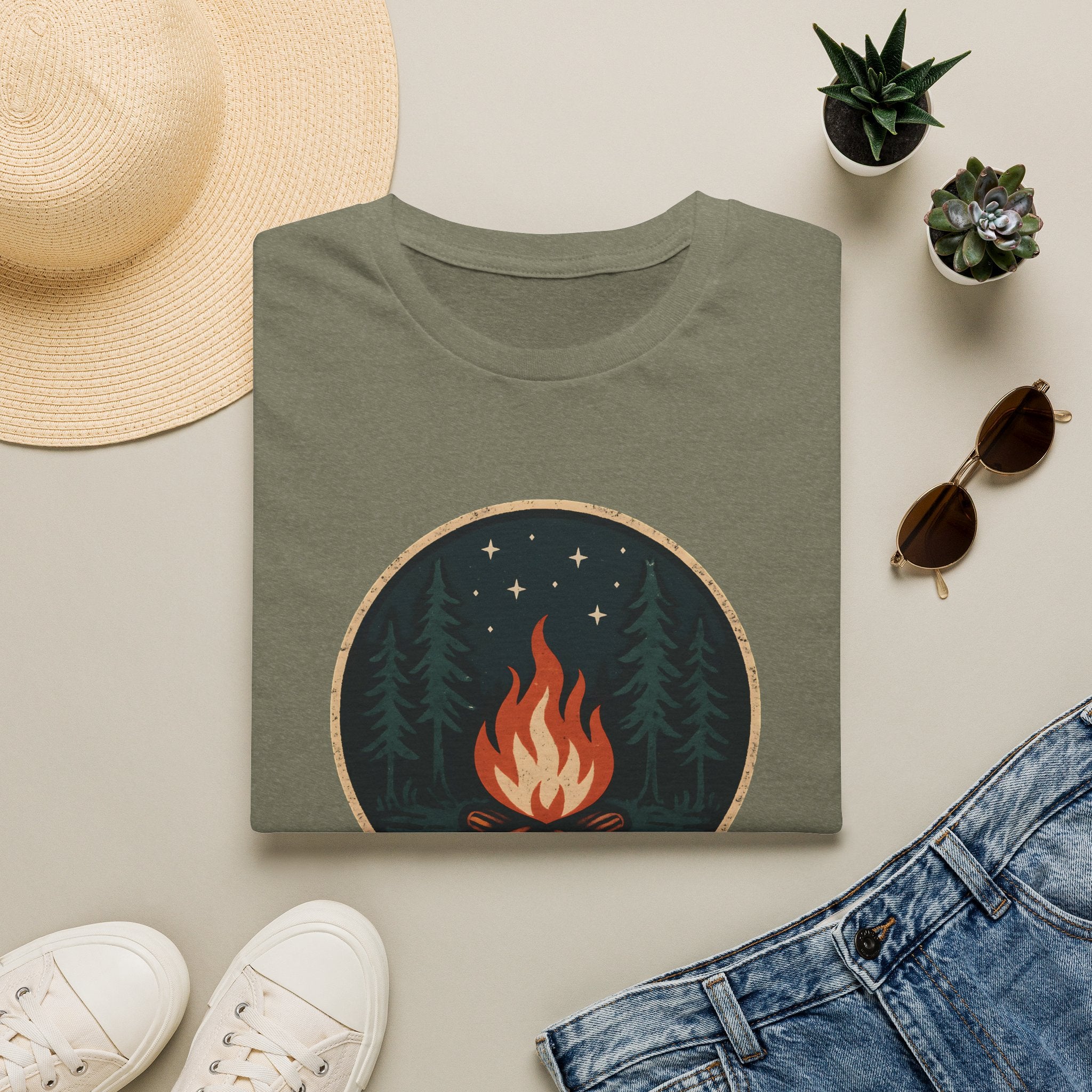 Campfire Night T-Shirt — Cozy Wilderness Bonfire Graphic Tee