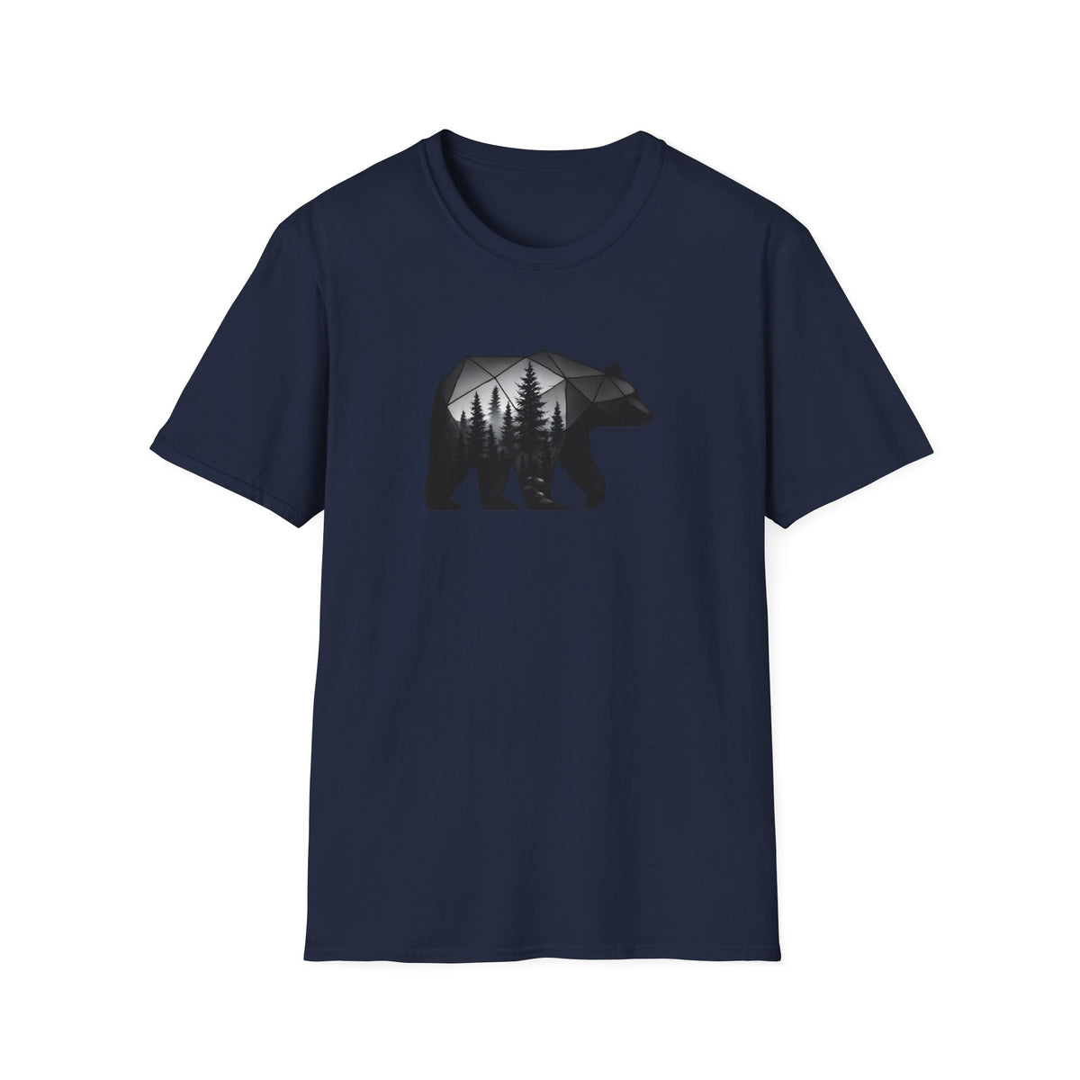 Bear Silhouette T-Shirt — Geometric Forest Graphic Tee