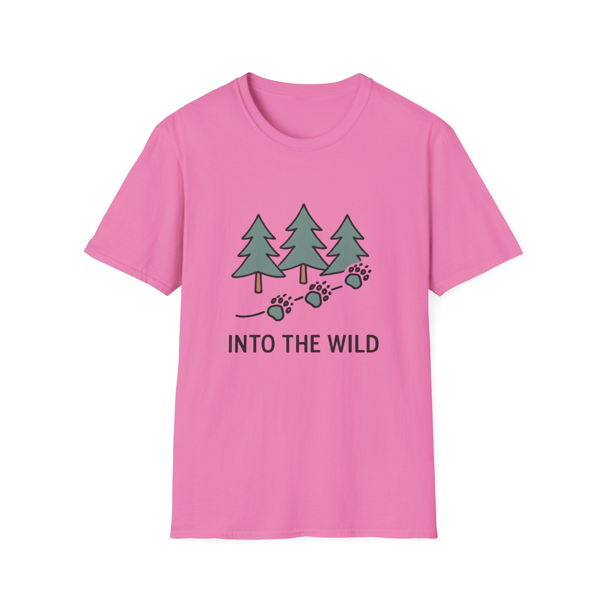 Into the Wild T-Shirt — Pine Trees & Paw Prints Outdoors Tee
