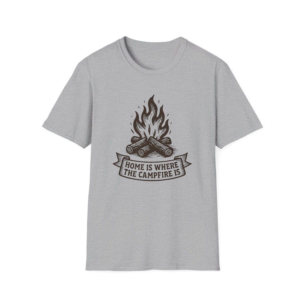Campfire Graphic T-Shirt — "Home Is Where the Campfire Is" Outdoor Tee