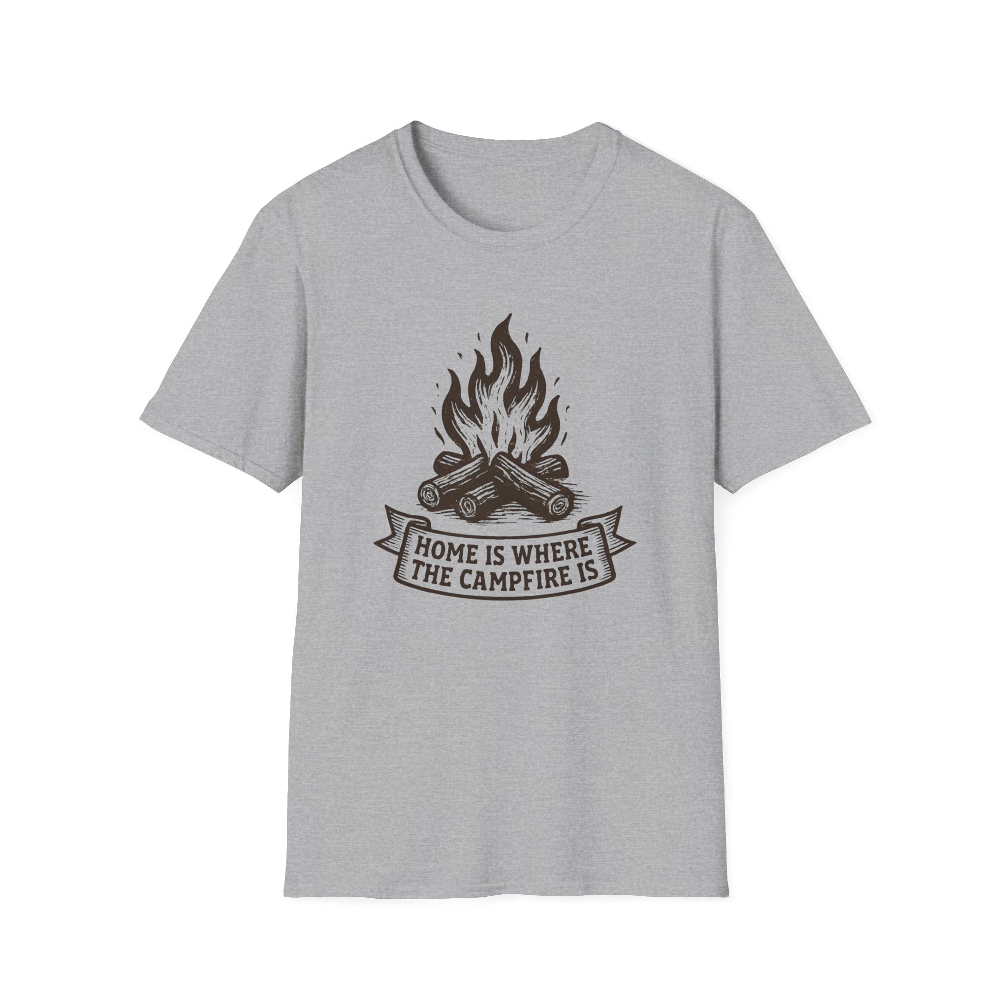 Campfire Graphic T-Shirt — "Home Is Where the Campfire Is" Outdoor Tee
