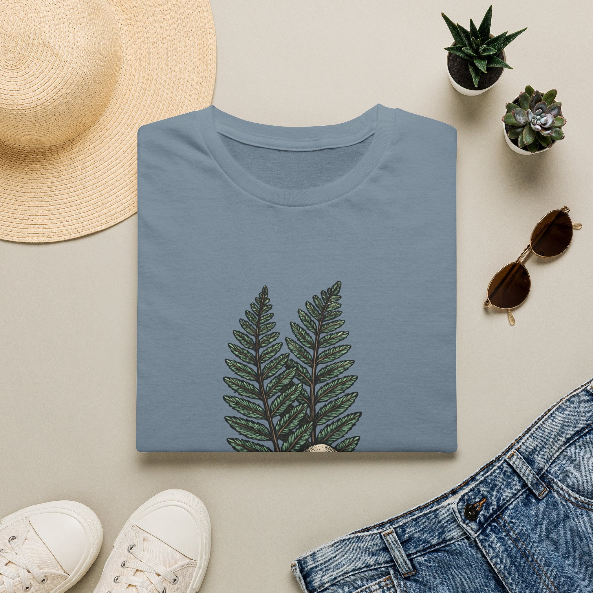 Fern & Mushroom Botanical Tee — Nature-Inspired Graphic T-Shirt