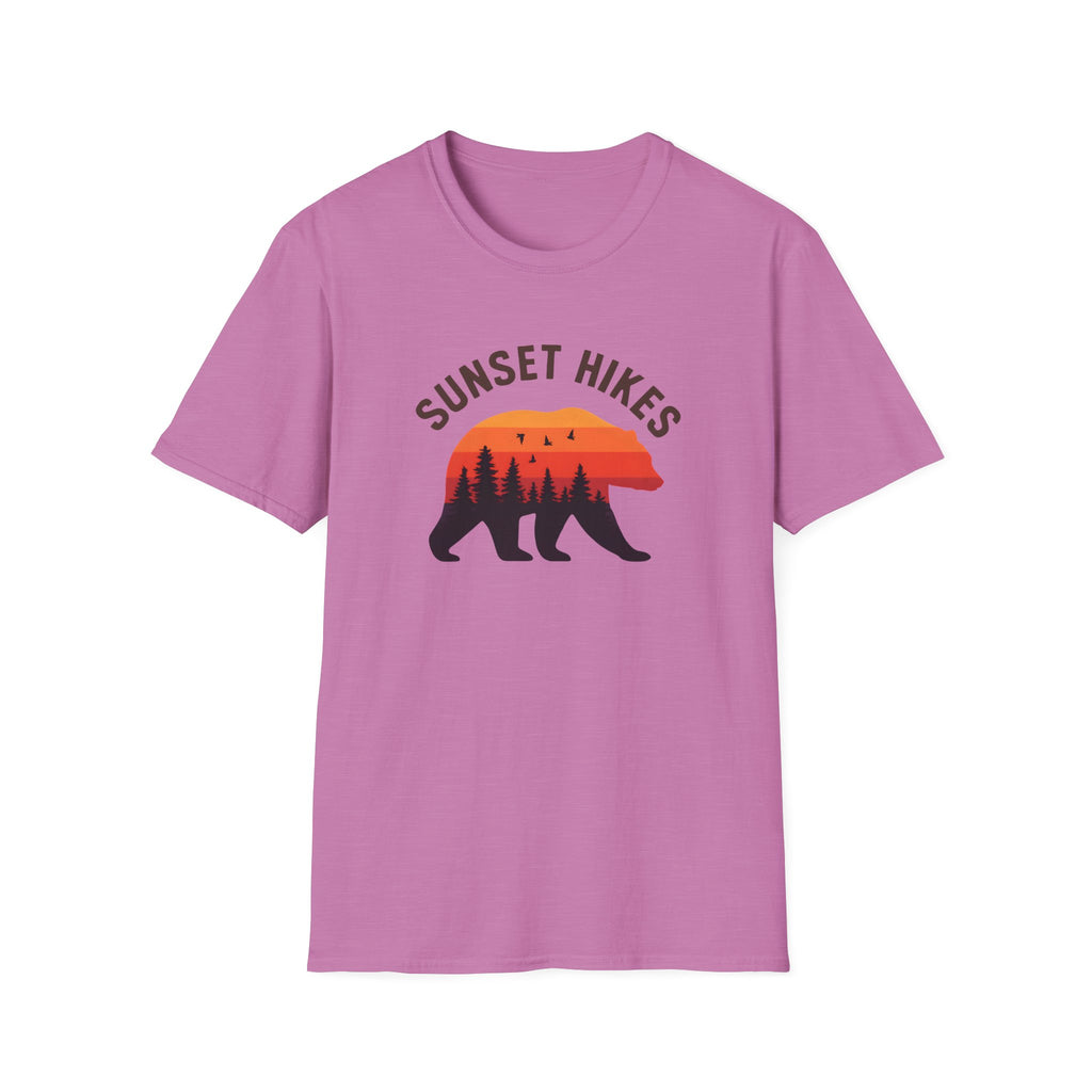 Sunset Hikes T-Shirt — Bear Silhouette Mountain Sunset Tee