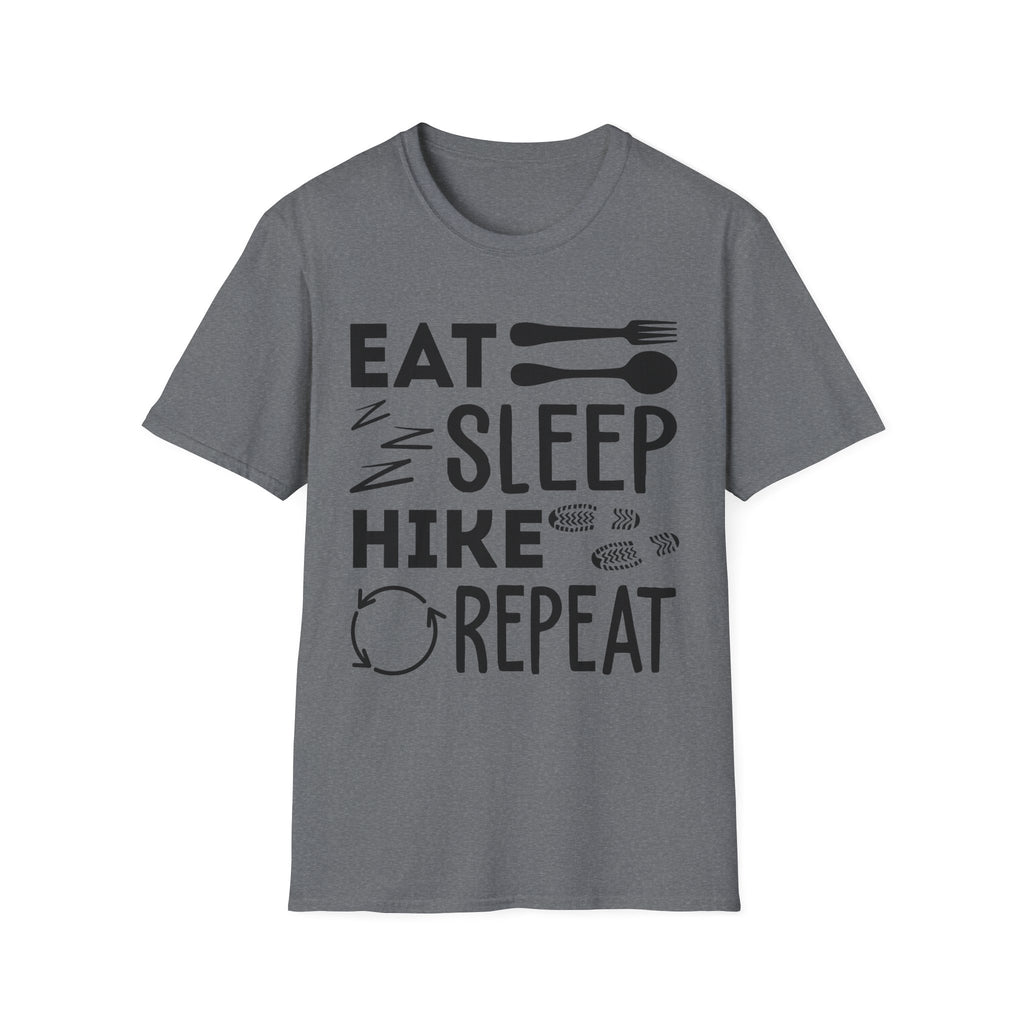 Eat Sleep Hike Repeat T‑Shirt — Outdoor Hiking Graphic Tee