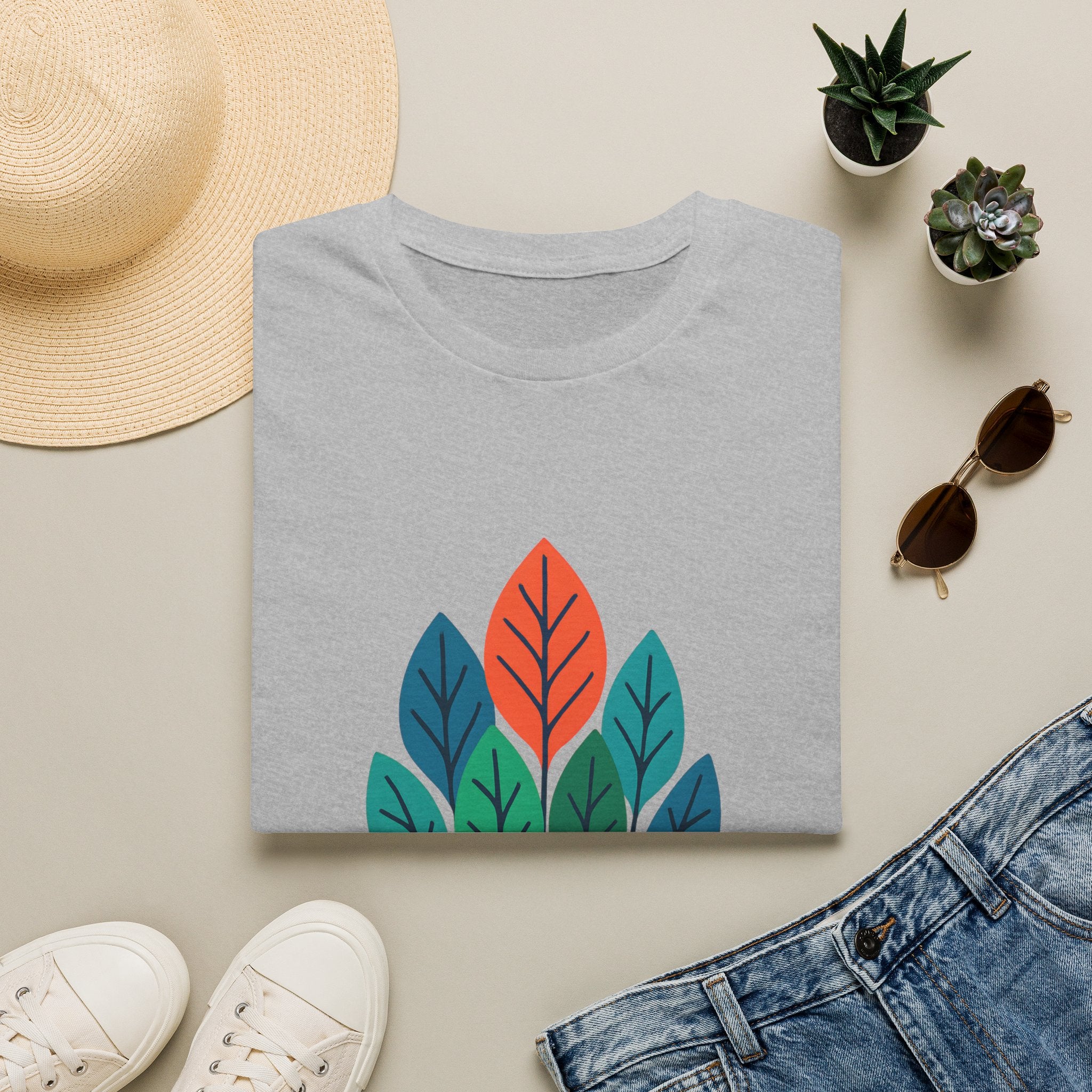 T-Shirt — Minimalist Colorful Leaf Forest Graphic