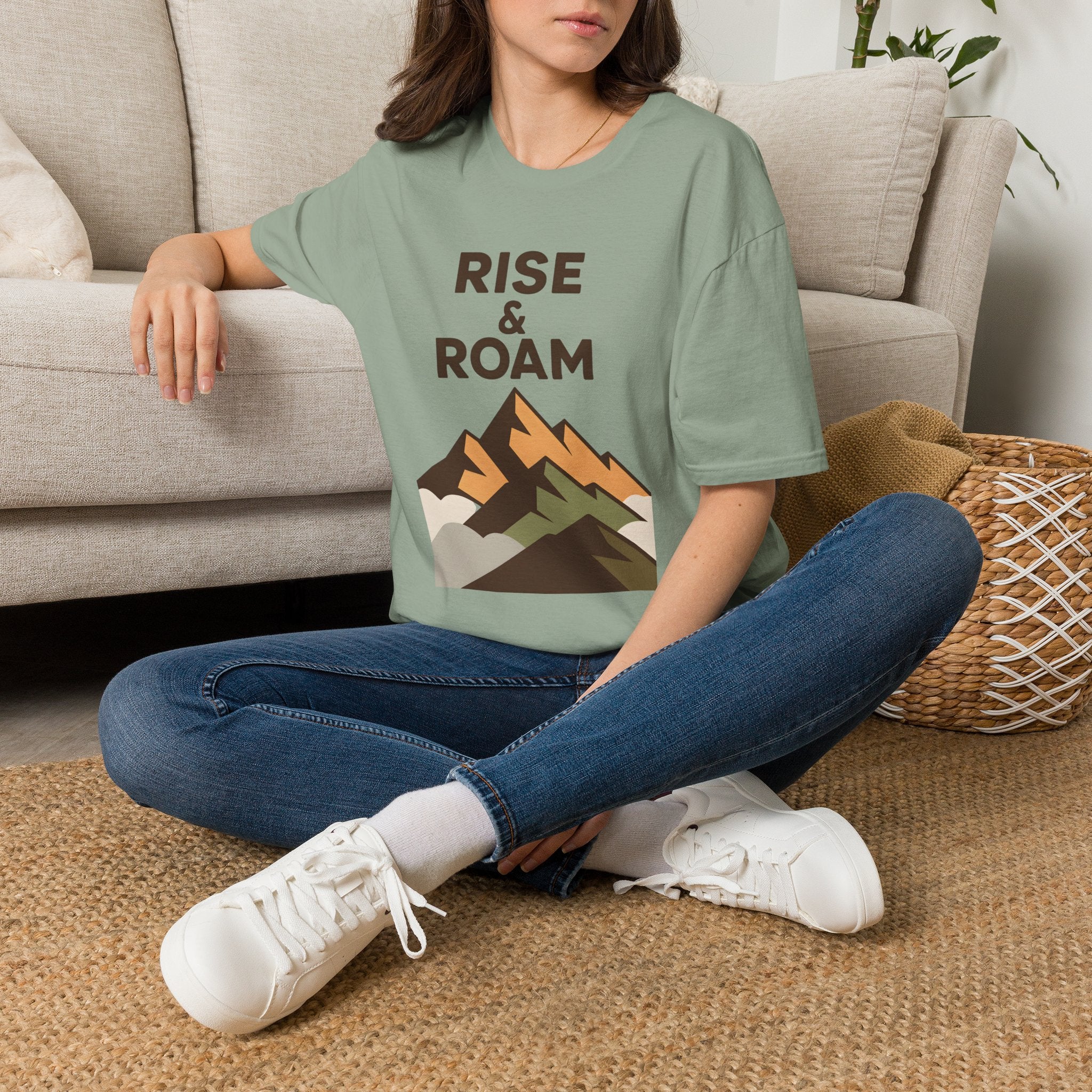 Rise & Roam Mountain T-Shirt — Adventure Graphic Tee for Hikers & Travelers