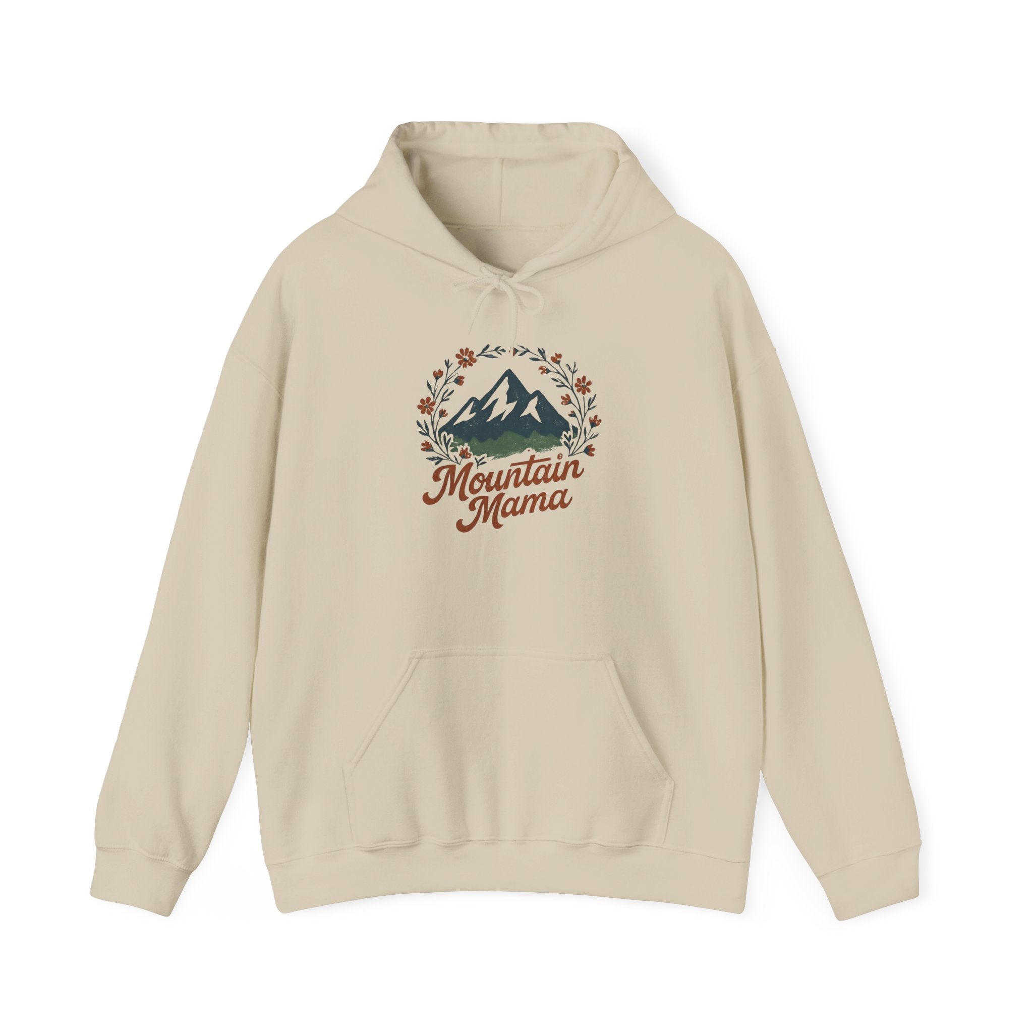 Mountain Mama Hoodie — Floral Mountain Graphic Pullover for Outdoor Moms