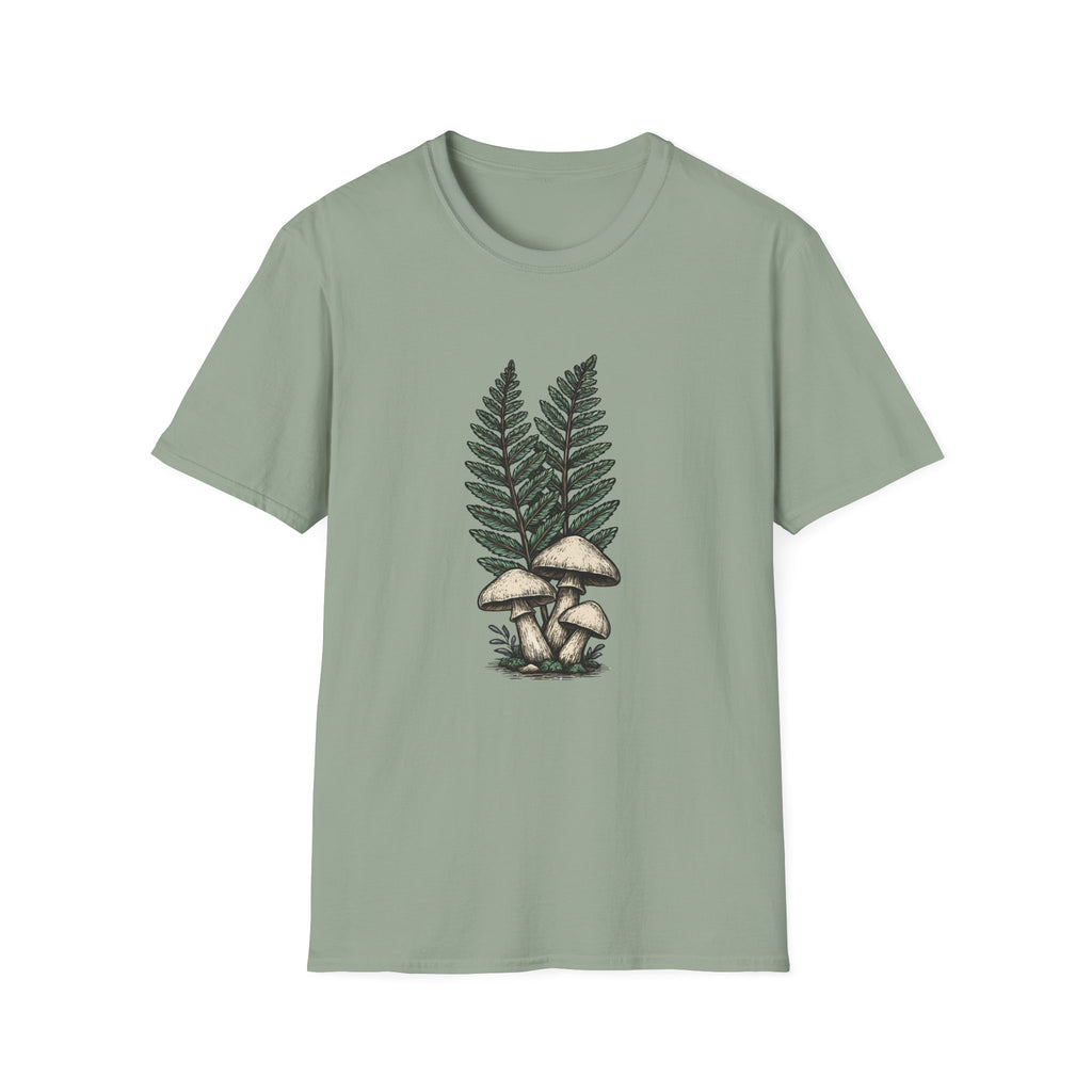 Fern & Mushroom Botanical Tee — Nature-Inspired Graphic T-Shirt