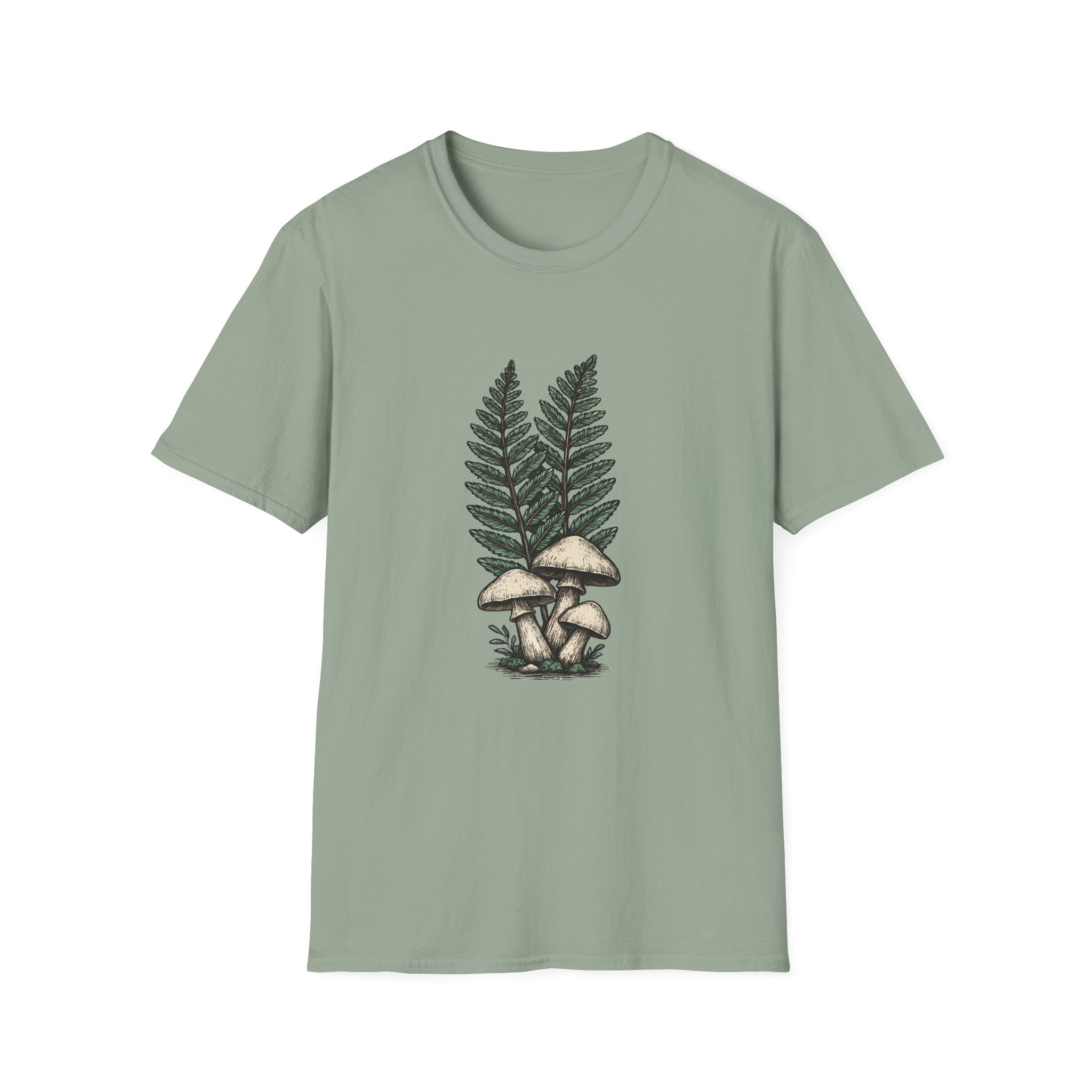 Fern & Mushroom Botanical Tee — Nature-Inspired Graphic T-Shirt
