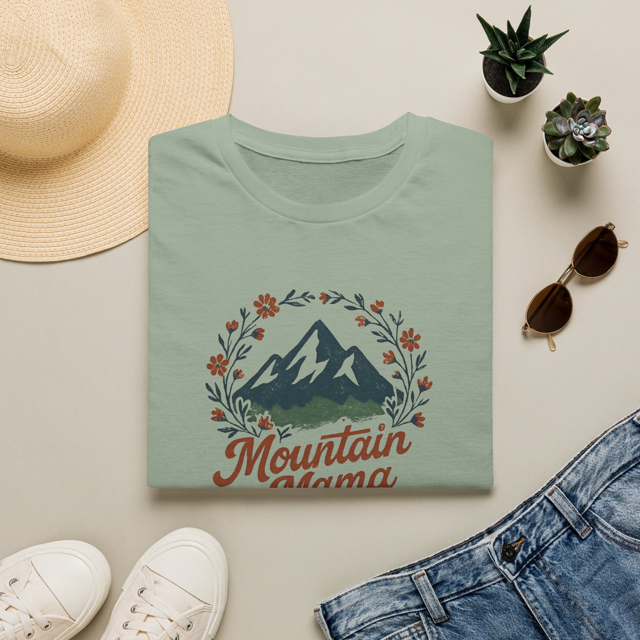 Mountain Mama T-Shirt — Floral Mountain Graphic Tee for Outdoor Moms