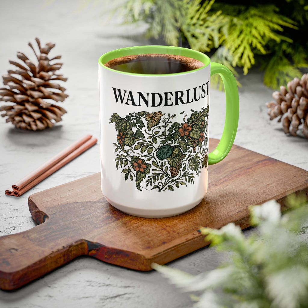 Wanderlust Floral Travel Mug — 11oz/15oz Ceramic Coffee Cup