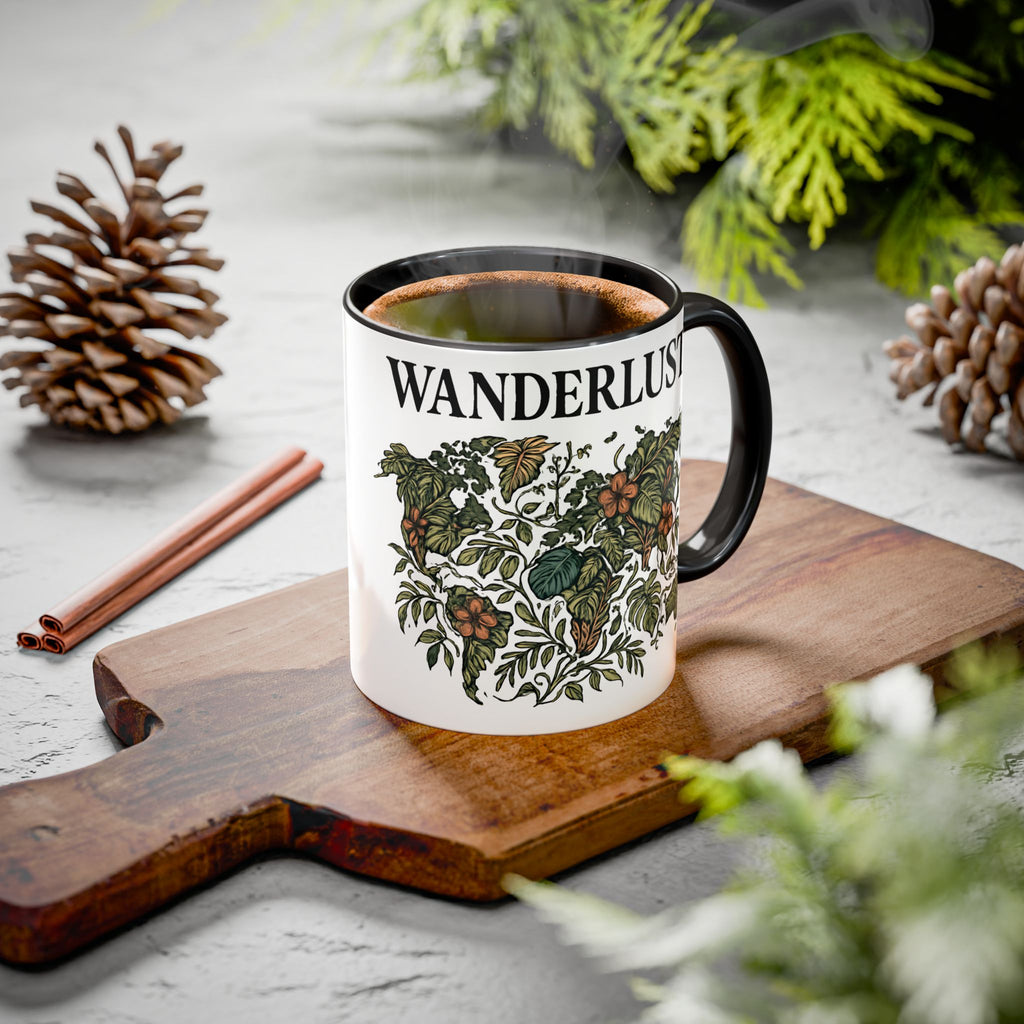 Wanderlust Floral Travel Mug — 11oz/15oz Ceramic Coffee Cup