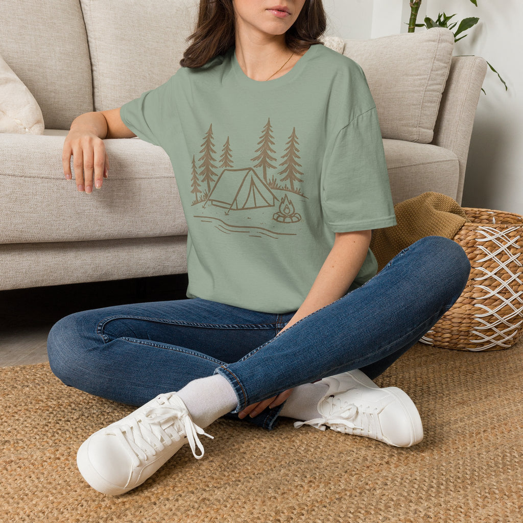 Camping Tent Graphic T-Shirt — Minimal Forest Campsite Tee
