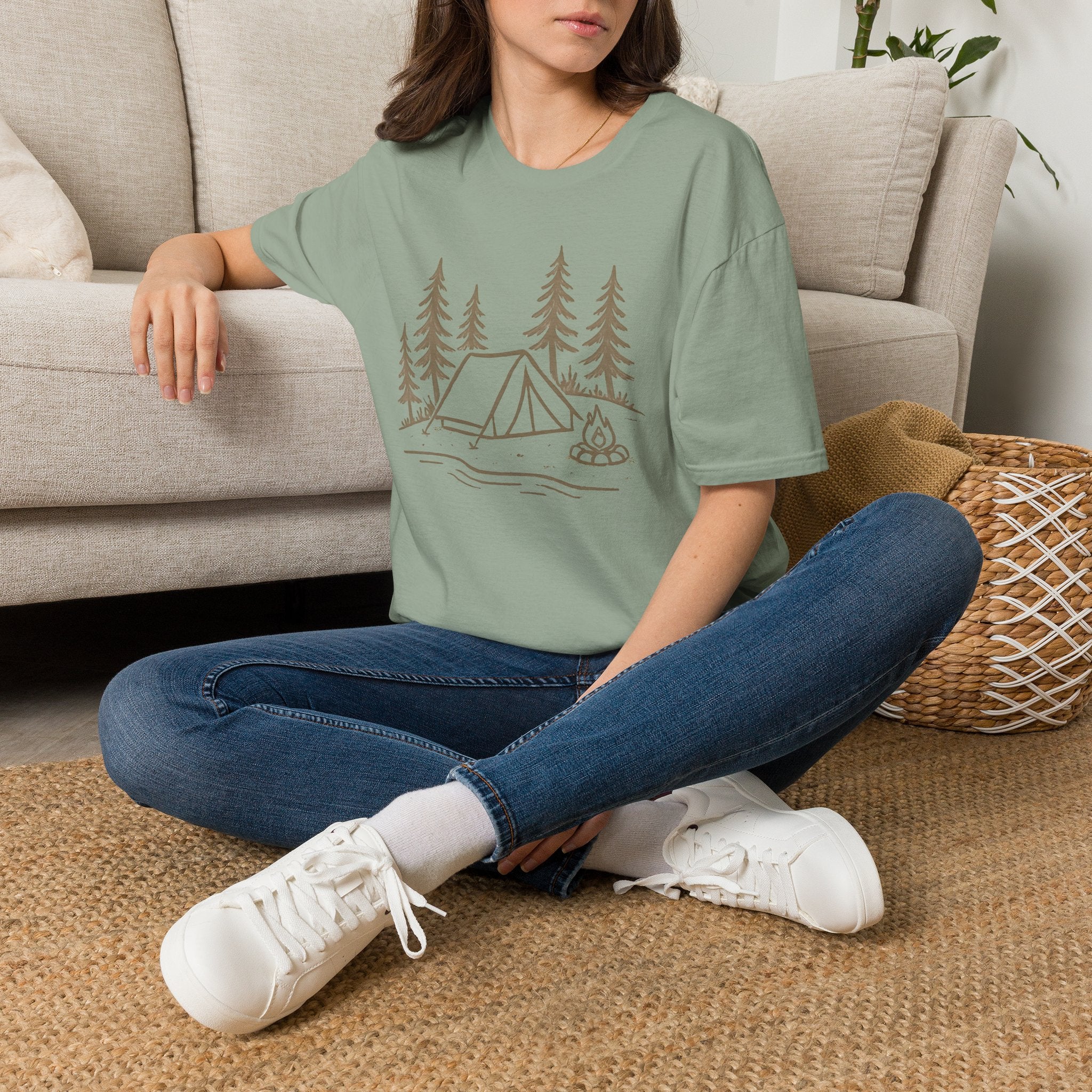 Camping Tent Graphic T-Shirt — Minimal Forest Campsite Tee