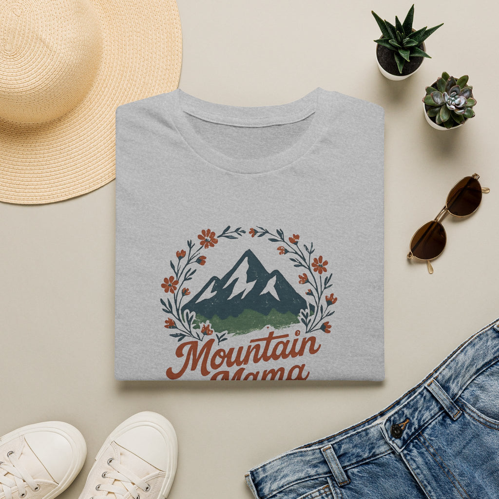 Mountain Mama T-Shirt — Floral Mountain Graphic Tee for Outdoor Moms