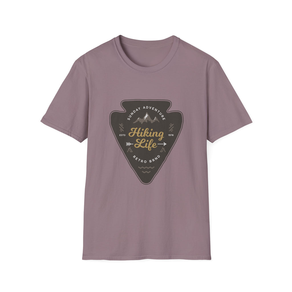 Hiking Life Graphic T-Shirt — Sunday Adventure Mountain Badge Tee